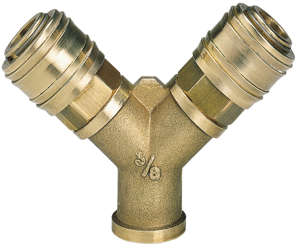 Distribuitor original Einhell (accesorii pentru compresoare, distribuitor de aer comprimat cu 2 cai, 2x cuplaj rapid, R 3/8" filet interior, fabricat din alama)