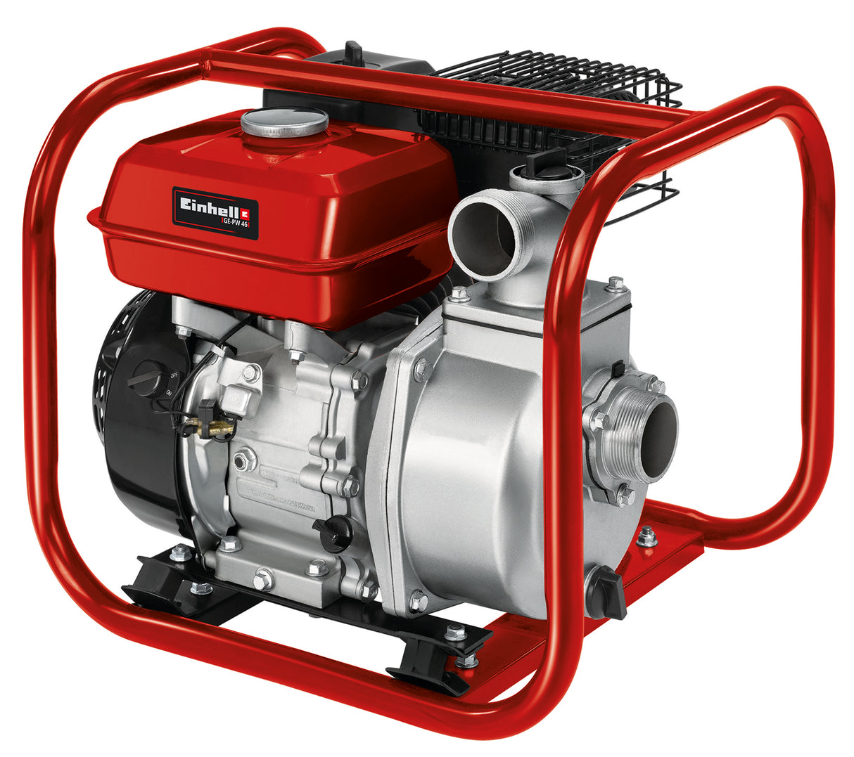 Einhell GE-PW 46 benzinmotoros vízpumpa, 4,6 kW, 4 ütemű motor, maximális áramlási sebesség 23 000 l/h, 3,6 l-es tartály, alacsony olajszint elleni védelem, tömlőadapterrel/külső menettel együtt