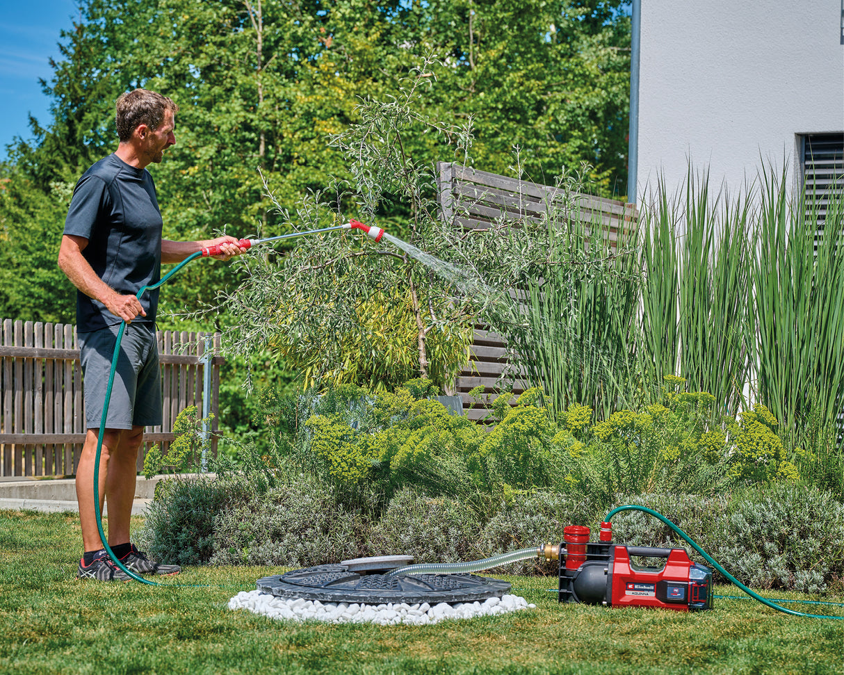 Einhell AQUINNA 36/38 F LED Power X-Change akkumulátoros kerti szivattyú (36 V, max. áramlási sebesség 3800 l/h, max. emelőmagasság 37 m, ECO/BOOST üzemmód, előszűrő, túlterhelés- és fagyvédelem, akkumulátor nélkül)