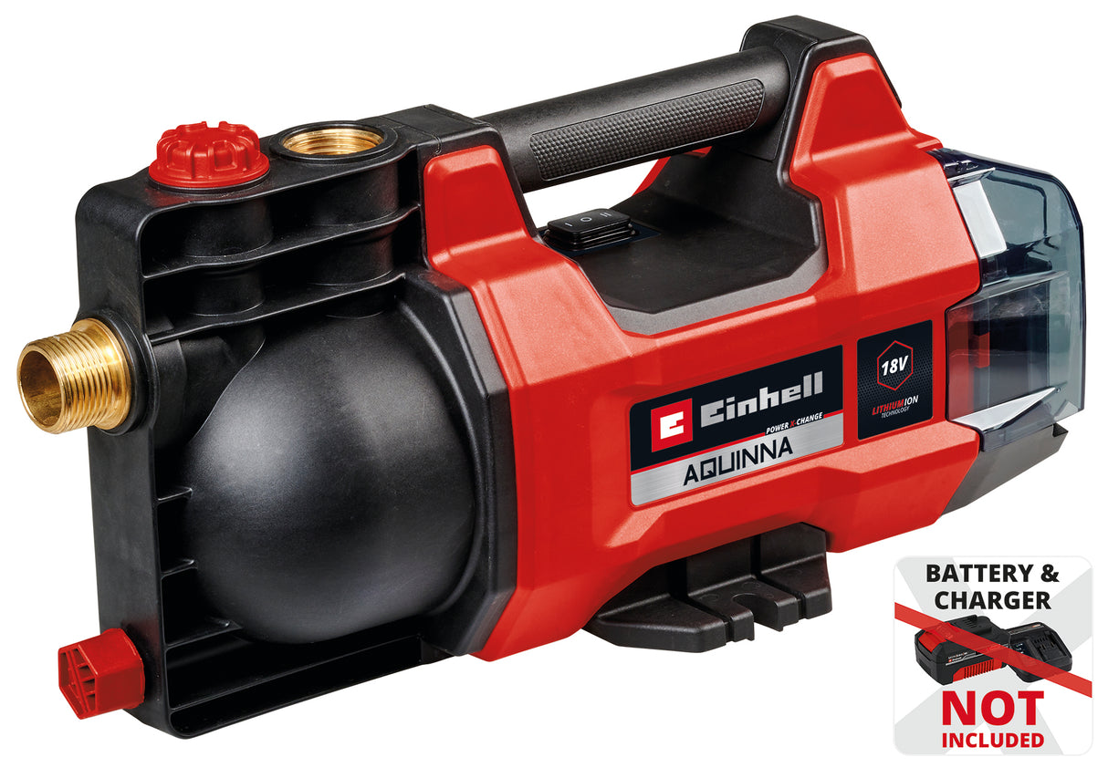 Einhell AQUINNA 18/28 Power X-Change akkumulátoros kerti szivattyú (18 V, max. áramlási sebesség 2800 l/h, max. emelőmagasság 25 m, ECO/BOOST üzemmód, fagyvédelem, túlterhelésvédelem akkumulátor nélkül)