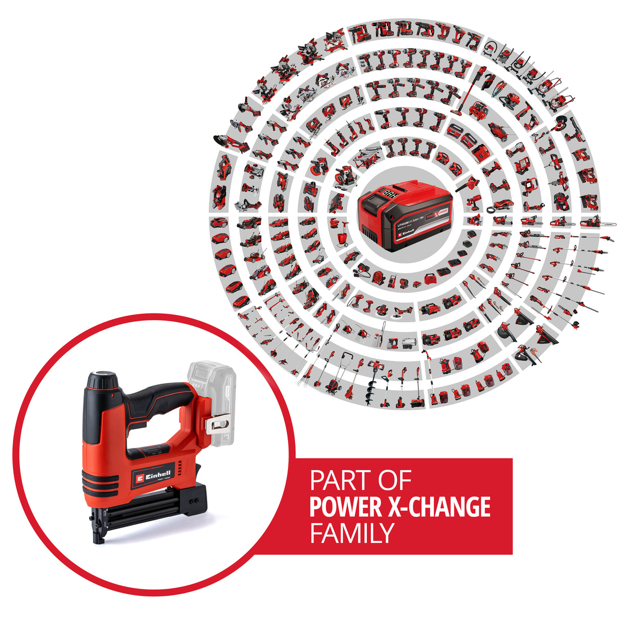 Einhell TE-CN 18 Li-Solo Power X-Change akkus tűzőgép és szegezőpisztoly (Li-ion, 18V, max. 20 lövés percenként, 300 szöggel, 300 kapoccsal, akkumulátor és töltő nélkül)