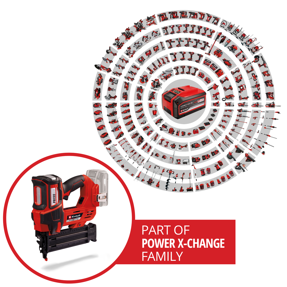 Einhell Professional FIXETTO 18/50 N Power X-Change akkus szegezőgép (18 V, 60 ütés/perc, maximális szeghossz 50 mm, mélységállítás, egyszeri/sorozatfúvás, 500 szöggel, akkumulátor nélkül)