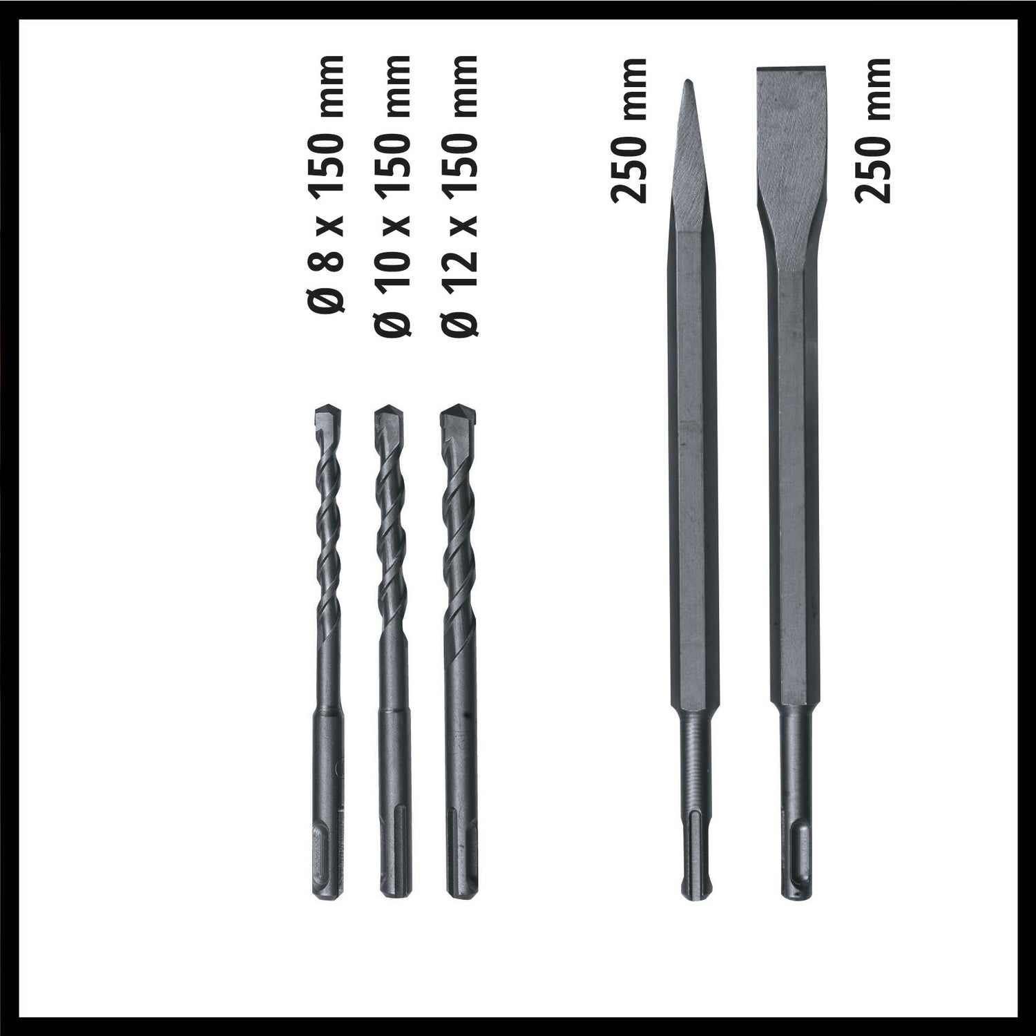 Einhell TE-RH 32 4F Kit fúrókalapács, 1250 W, 5 Joule, 32 mm-es betonfúrási kapacitás, SDS Plus, rezgéscsillapító fogantyú, elektromos dobozzal, 3 fúrófejjel, éles és lapos vésővel