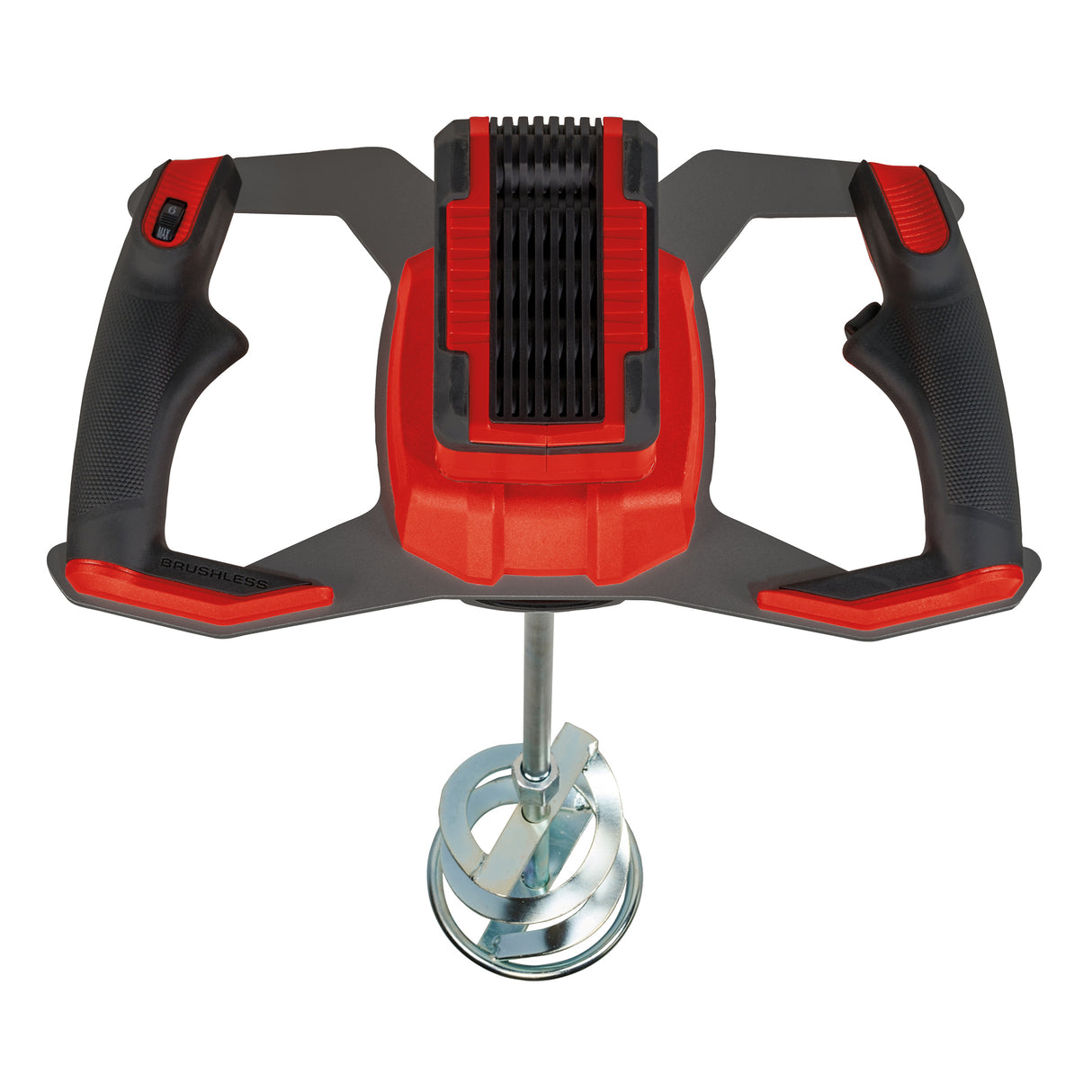 Miher vopsea si mortar pe acumulator Einhell Professional TP-MX 18-2 Li BL Solo Power X-Change2 trepte de viteza, motor fara perii, max. 720 rpm, control al vitezei, incl. agitator Ø120 mm, fara acumulator