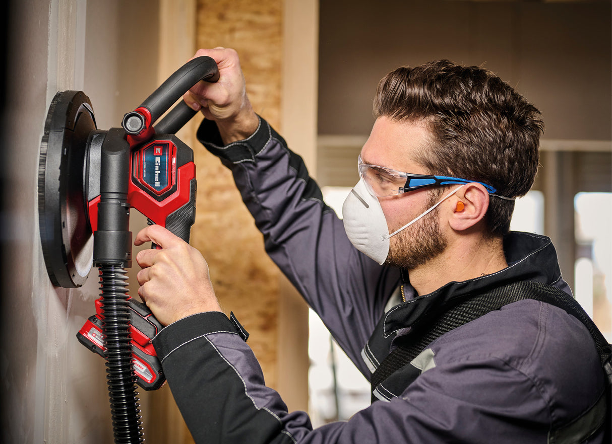 Slefuitor profesional pentru rigips fara fir Einhell TP-DWS 18/225 Li BL Solo Power X-Change (18 V, motor fara perii, incl. 6 x hartii abrazive Ø 225 mm si 1 x disc abraziv de plasa, fara acumulator)