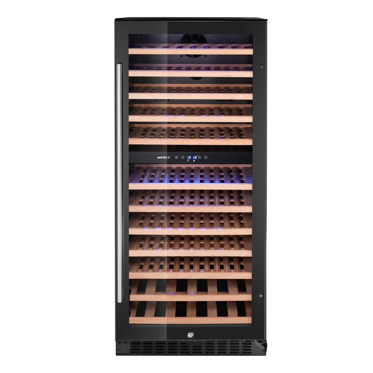 Racitor de vin, 2 zone,124 sticle, Arktic, 265L, Negru, 569x595x(H)1397mm