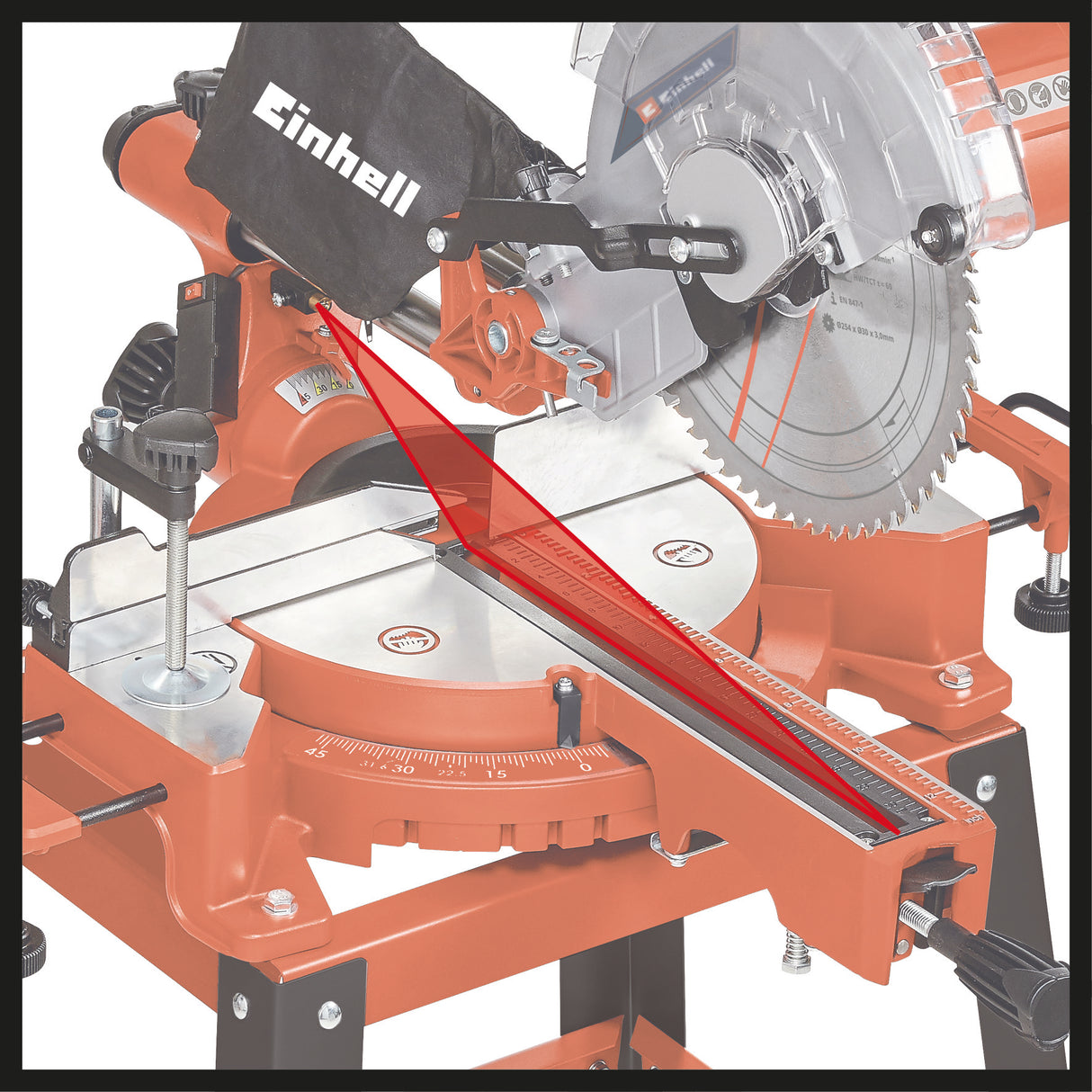 Einhell körfűrész TC-SM 2531/2 U, 1900 W, 4800 fordulat/perc, fűrészlap Ø254 x Ø30 mm, lézer, összecsukható fűrészfej, HM fűrészlappal együtt