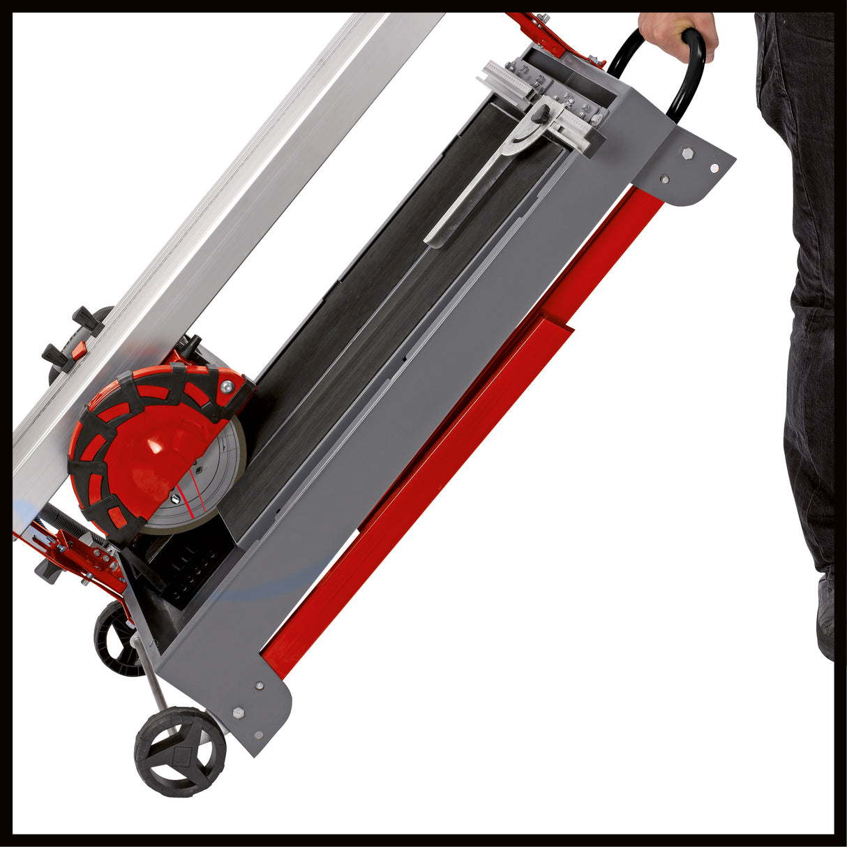 Einhell TE-TC 620 U radiális csempevágó, 800 W, extra hosszú vágási hossz, robusztus, összecsukható alapkeret, kerekek/szállítófogantyú, 6 irányban golyóscsapágyas motorvezetés