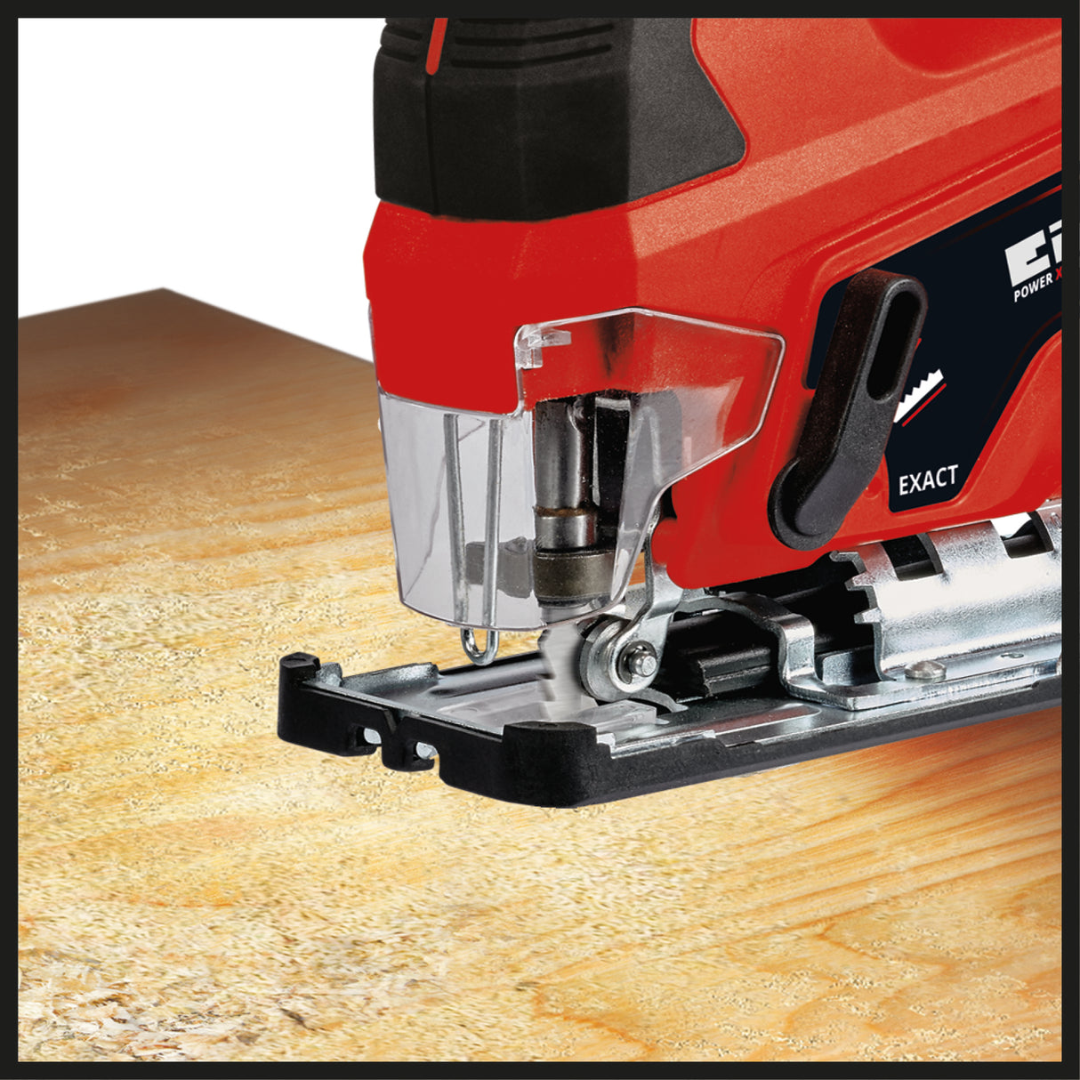 Einhell TC-JS 18 Li Power X-Change akkus szúrófűrész, Li-ion, 18V, löketmagasság 20 mm, ferde vágások maximum 45°-ban, inga funkció, szerszám nélküli fűrészlap-tartó, fűrészlappal együtt, akkumulátor és töltő nélkül