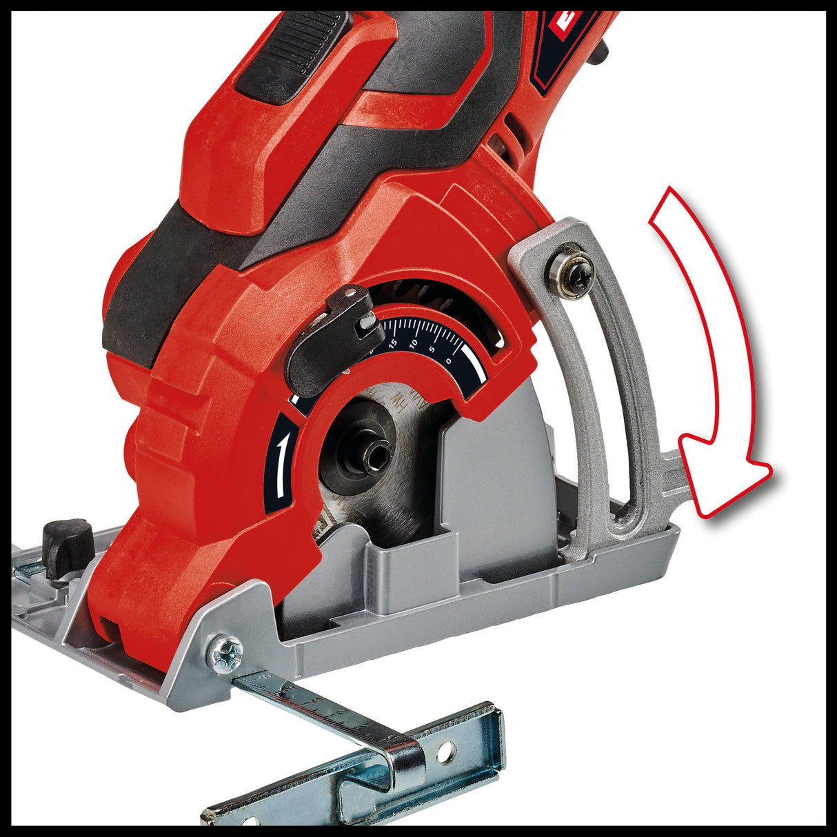 Fierastrau circular manual mini Einhell TC-CS 89, 600 W, reglare usoara fara unelte a adancimii de taiere pana la max. 27 mm, sistem de blocare a axului, lama de Fierastrau TCT, opritor paralel