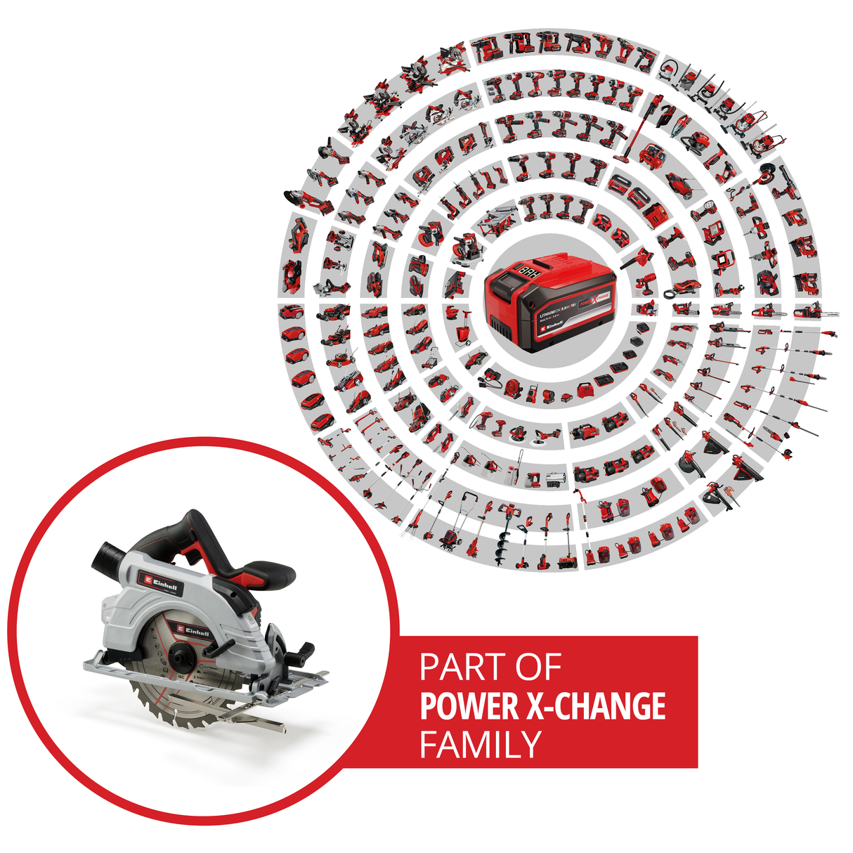 Einhell TP-CS 18/190 Li BL-Solo Power X-Change akkus körfűrész (lítium-ion akkumulátor, 18 V, szénkefe nélküli motor, Ø190 x Ø20 mm-es fűrészlap, szerszám nélküli állítás, LED, alumínium fűrészasztal, akkumulátor és töltő nélkül)