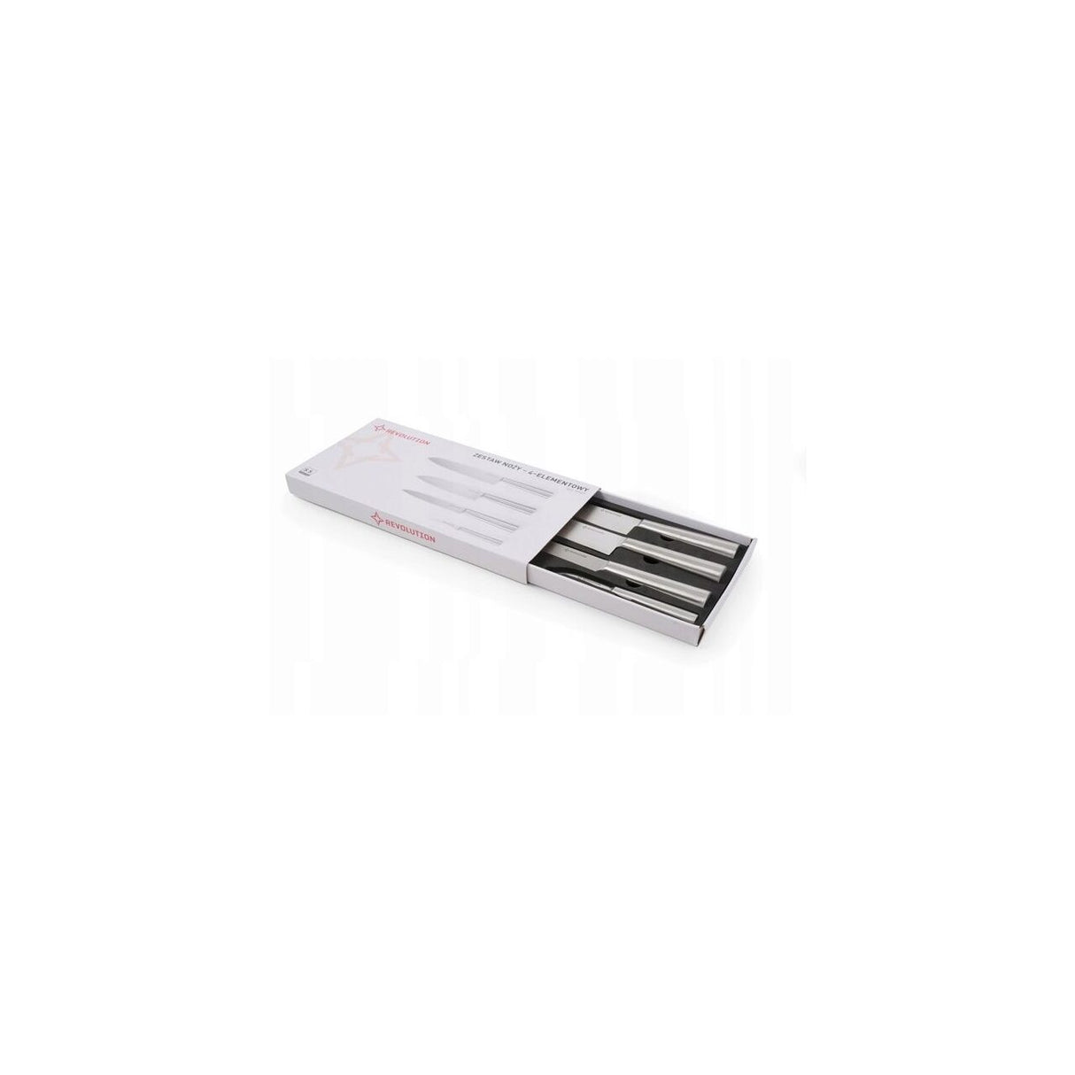 Set 4 cutite profesionale din inox, Hendi, cutite inluse: bucatarului 37 cm si 33 cm, sunca 33 cm, decojire 19 cm