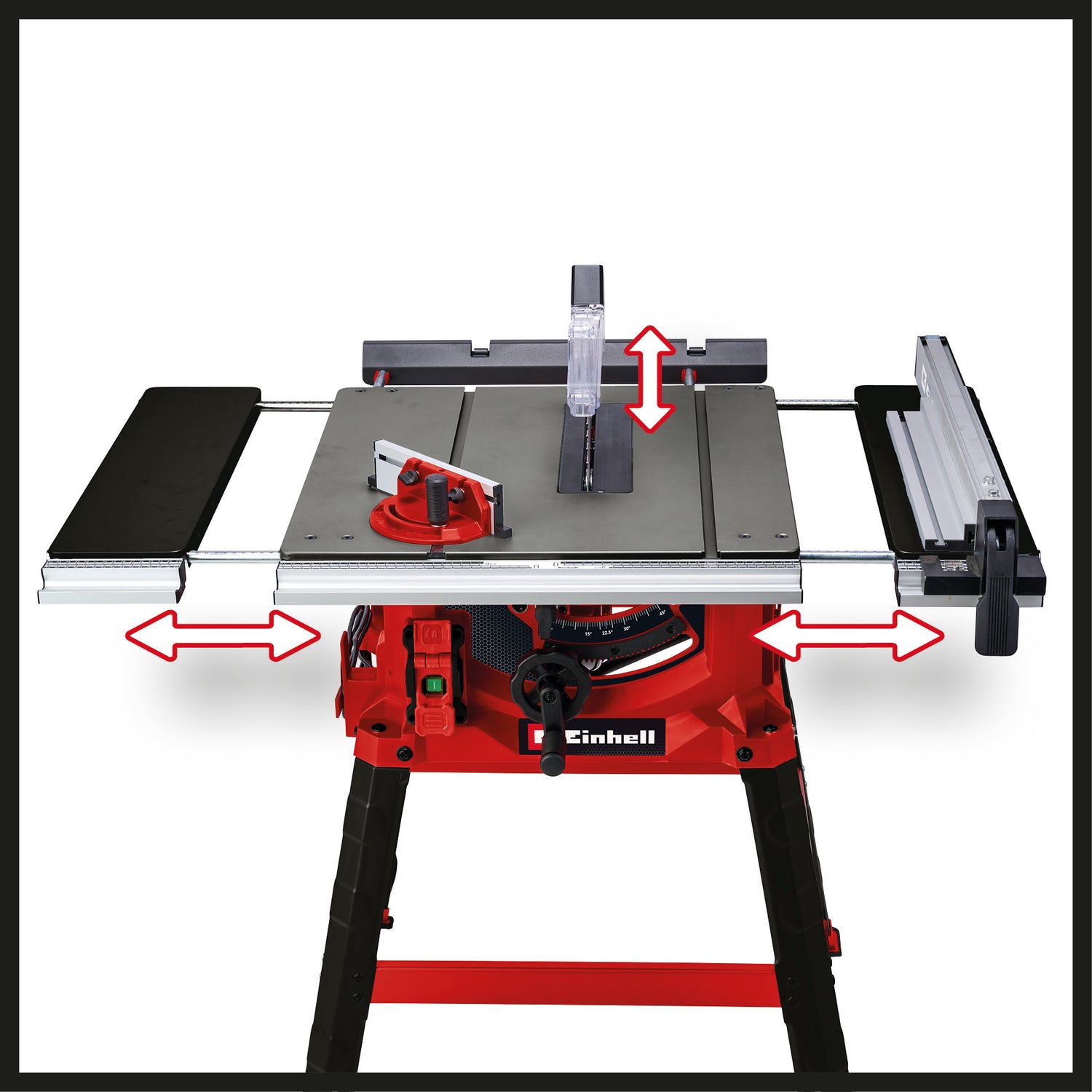 Einhell TC-TS 2225 U asztali körfűrész, 2200 W, vágási magasság 80 mm, fűrészlap Ø 254 mm, asztalhosszabbító, szögütköző, párhuzamos ütköző, tolórúd, alapkeret