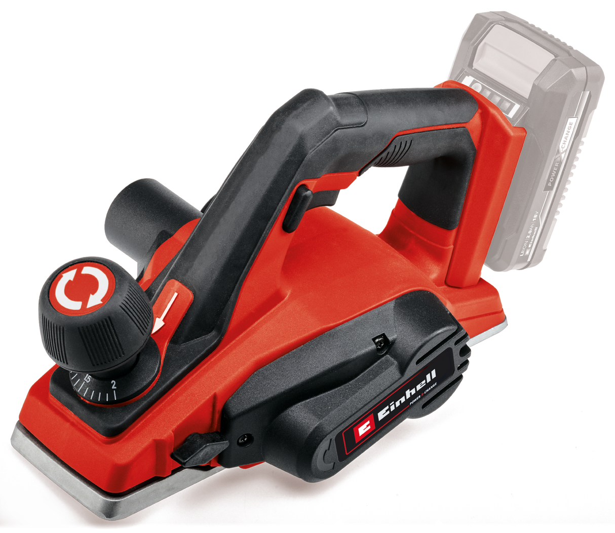 Rindea pe acumulator Einhell TE-PL 18/82 Li-Solo Power X-Change (18 V, latime rindea 82 mm, adancime de taiere de pana la 2 mm, ax cutit mare, sabot de parcare automat, placa de baza din aluminiu, fara acumulator si incarcator