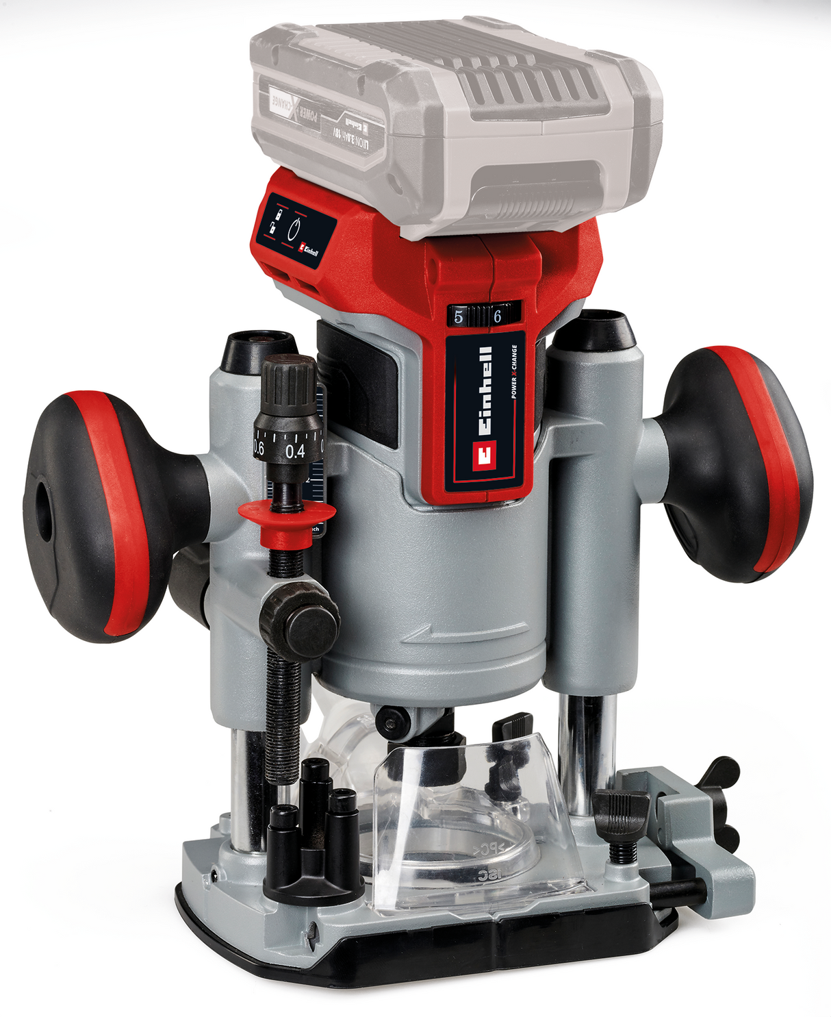 Freza electrica pe acumulator Einhell Professional TP-RO 18 Li BL-Solo Power X-Change (18 V, Li-ion, inaltime cursa 35 mm, motor fara perii, inclusiv ghidaj longitudinal, fara acumulator si fara incarcator