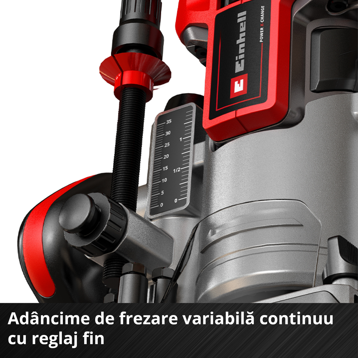 Freza electrica pe acumulator Einhell Professional TP-RO 18 Li BL-Solo Power X-Change (18 V, Li-ion, inaltime cursa 35 mm, motor fara perii, inclusiv ghidaj longitudinal, fara acumulator si fara incarcator
