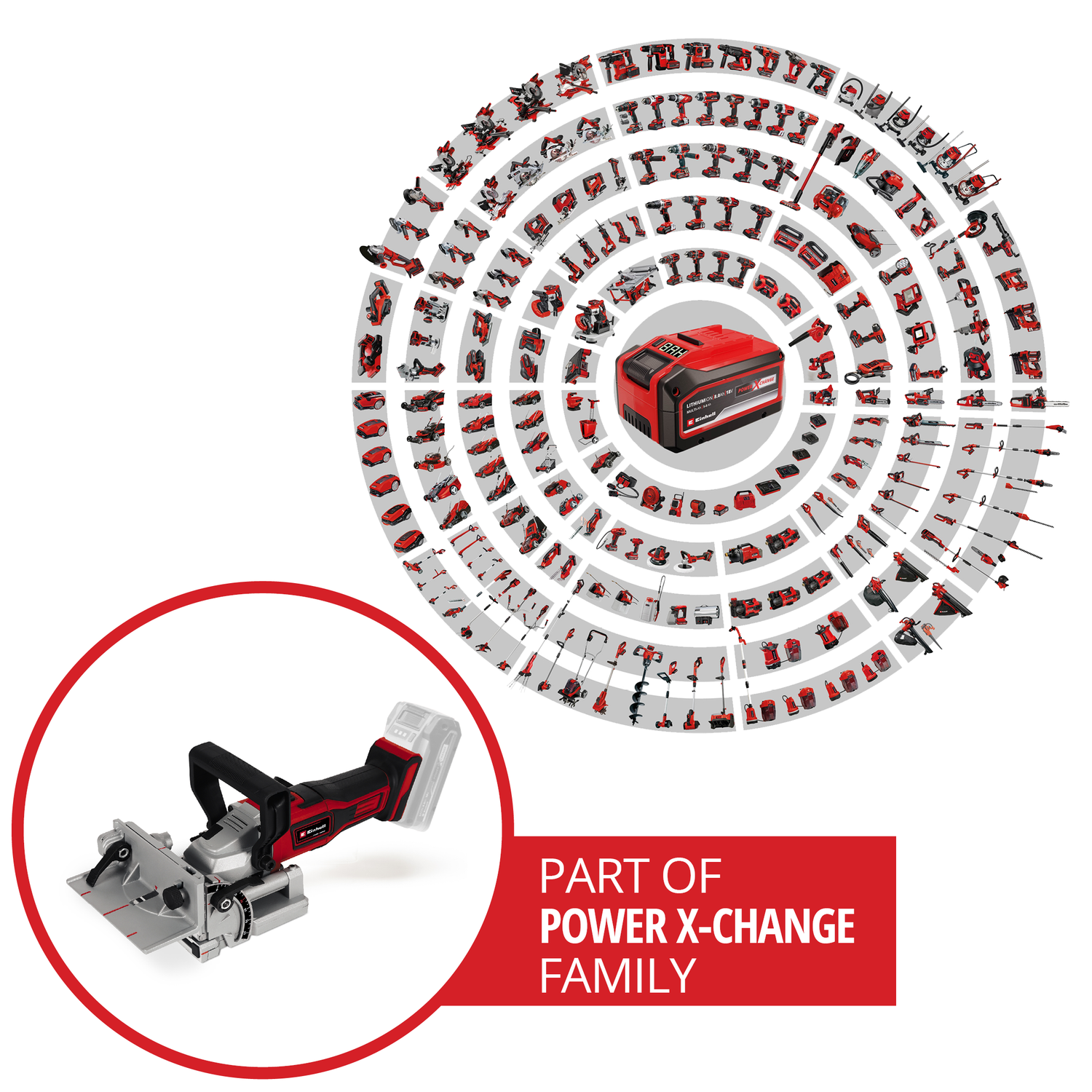 Einhell akkus fadübel-/favágó TE-BJ 18 Li-Solo Power X-Change (18 V, Li-ion, fokozatmentes szög-/magasságállítás, 6 fokozatú mélységállítás, akkumulátor és töltő nélkül)