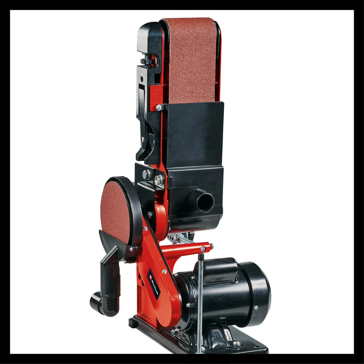 Einhell TC-US 380 álló szalagcsiszoló, 380 W, álló szalagsebesség 292 m/perc, csiszolókorong sebessége 1450 ford/perc, 1 db K80 csiszolószalaggal és 1 db K80 csiszolópapírral