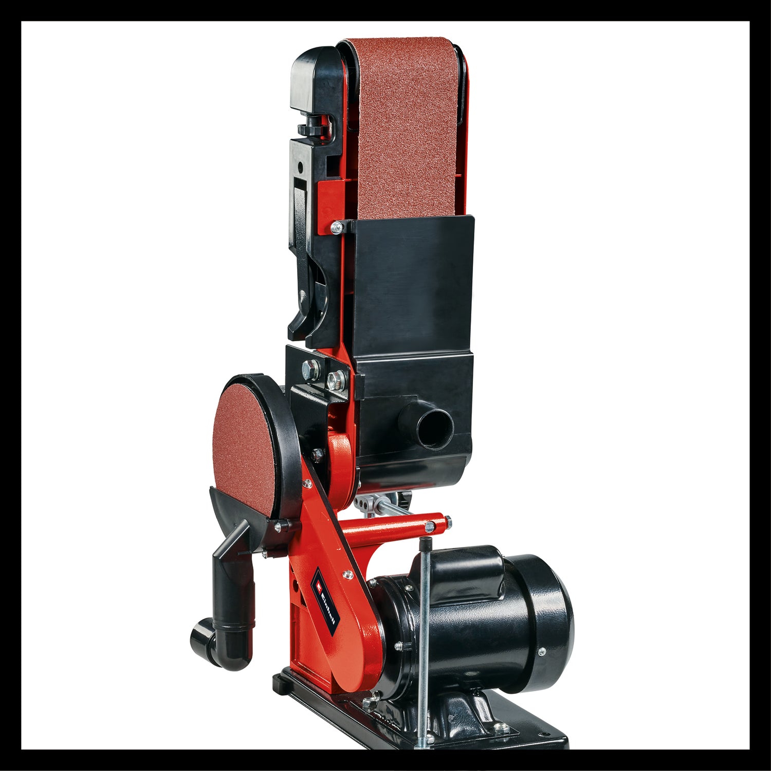 Einhell TC-US 380 álló szalagcsiszoló, 380 W, álló szalagsebesség 292 m/perc, csiszolókorong sebessége 1450 ford/perc, 1 db K80 csiszolószalaggal és 1 db K80 csiszolópapírral