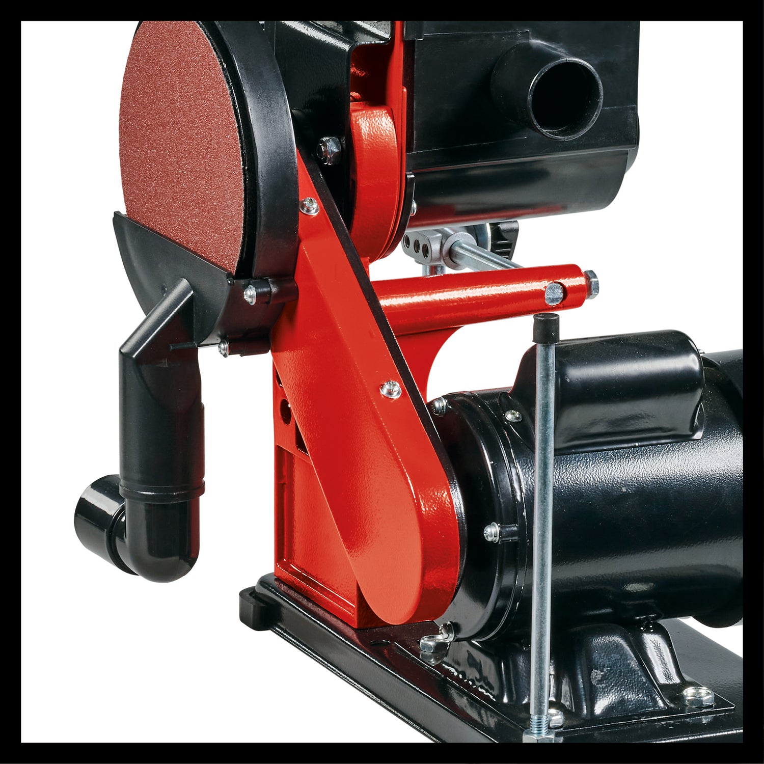 Einhell TC-US 380 álló szalagcsiszoló, 380 W, álló szalagsebesség 292 m/perc, csiszolókorong sebessége 1450 ford/perc, 1 db K80 csiszolószalaggal és 1 db K80 csiszolópapírral