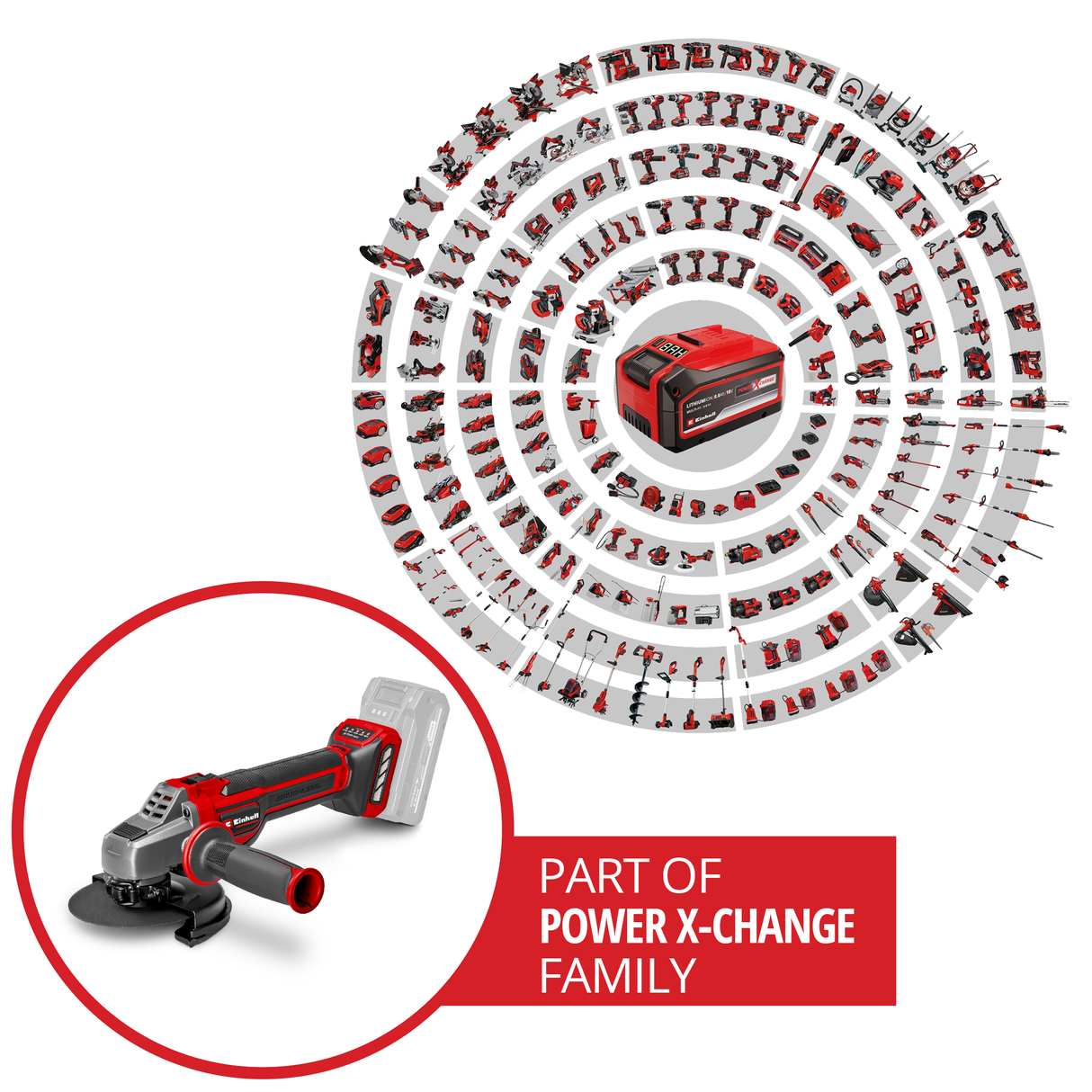 Polizor unghiular pe acumulator Einhell Professional TP-AG 18/125 CE Q Li Power X-Change, 18 V, 900 W, Ø 125 mm, adancime de taiere 33 mm, motor fara perii, electronica de viteza continua, fara disc de taiere sau acumulator