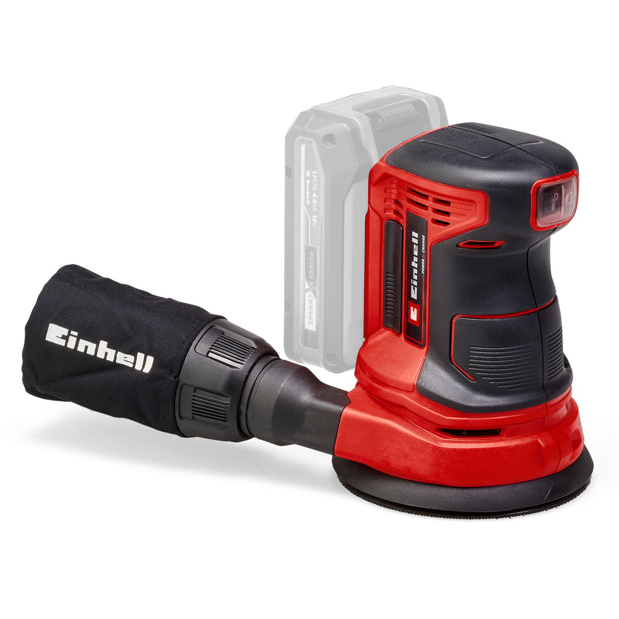 Einhell akkus orbitális csiszoló TE-RS 18 Li-Solo Power X-Change, lítium-ion akkumulátorral, elektronikus fordulatszám-szabályozással, mikro-tépőzáras rögzítéssel, 1x P80 csiszolópapírral, akkumulátor és töltő nélkül