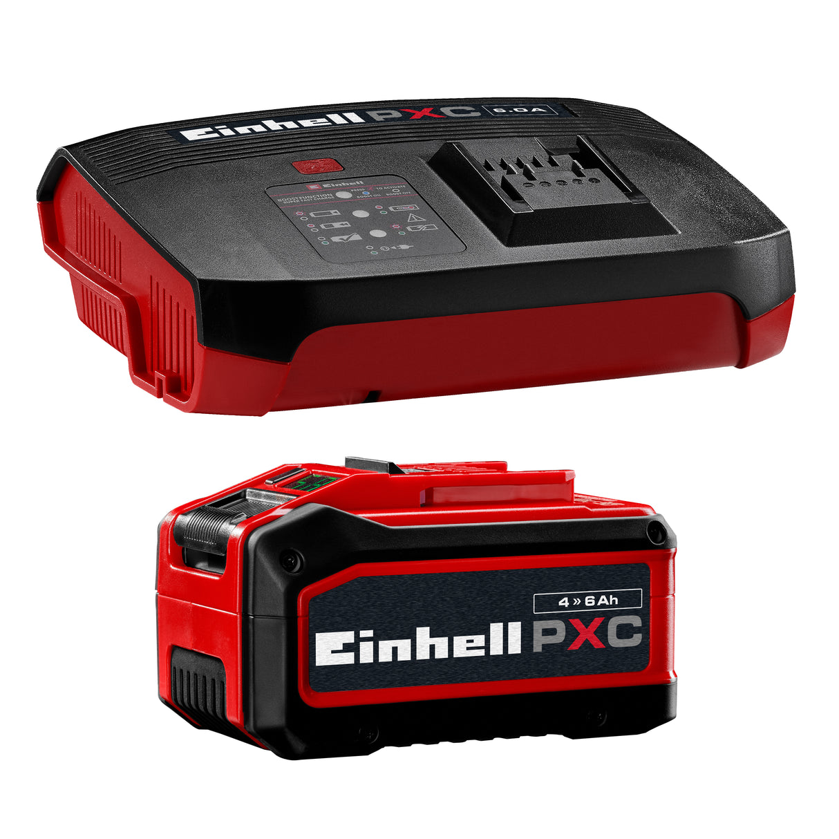 Kit acumulator si incarcator original Einhell cu acumulator de 4–6 Ah si incarcator Boost Power X-Change, Li-Ion, 18 V, timp de incarcare de 60 min, potrivit pentru toate sculele Power X-Change