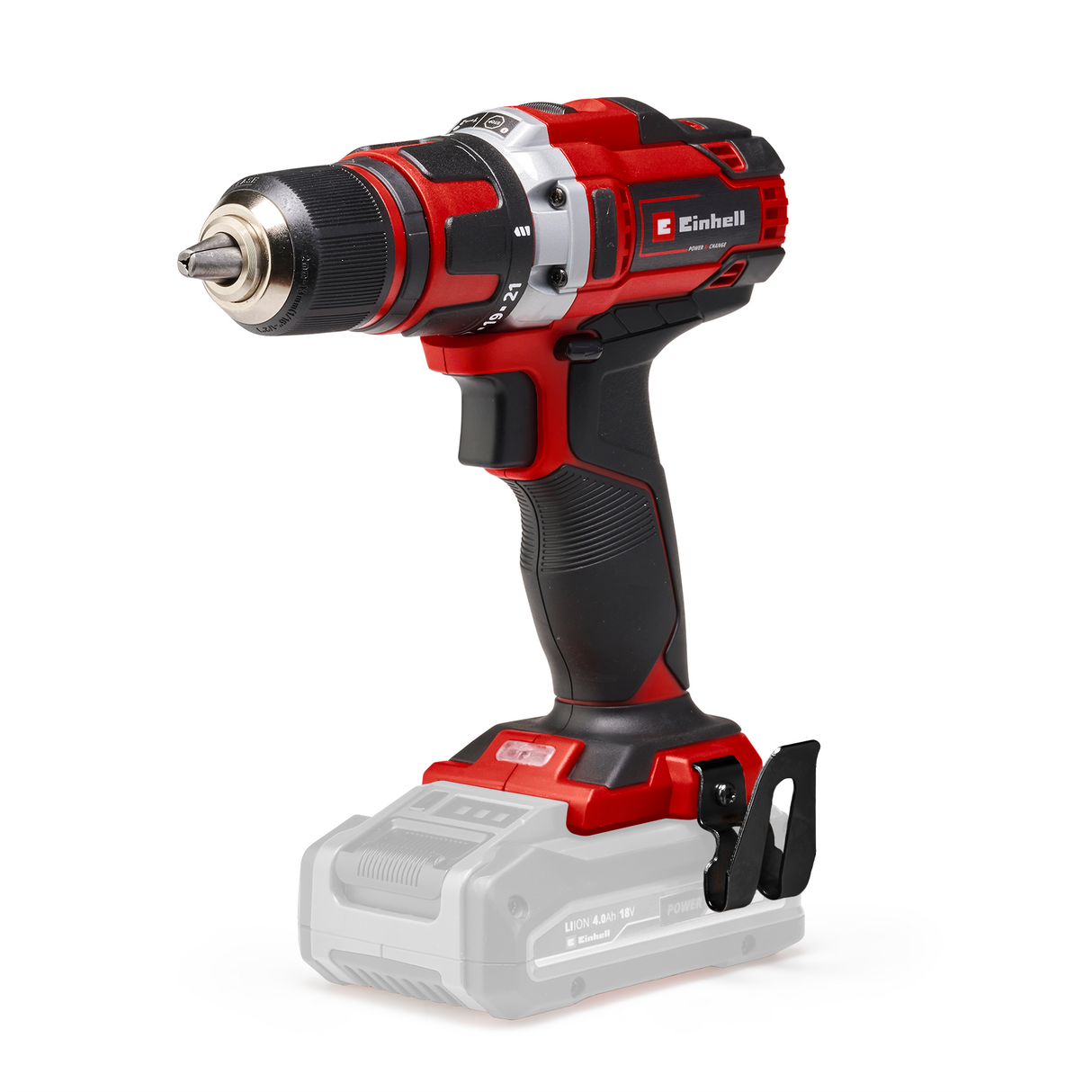 Einhell TE-CD 18/40 Li-Solo Power X-Change akkus fúró-csavarozó, lítium-ion akkumulátorral, 18 V, maximális nyomaték 40 Nm 21 fokozatban, 2 sebességfokozat fúráshoz és csavarozáshoz, elektronikus fordulatszám-szabályozás