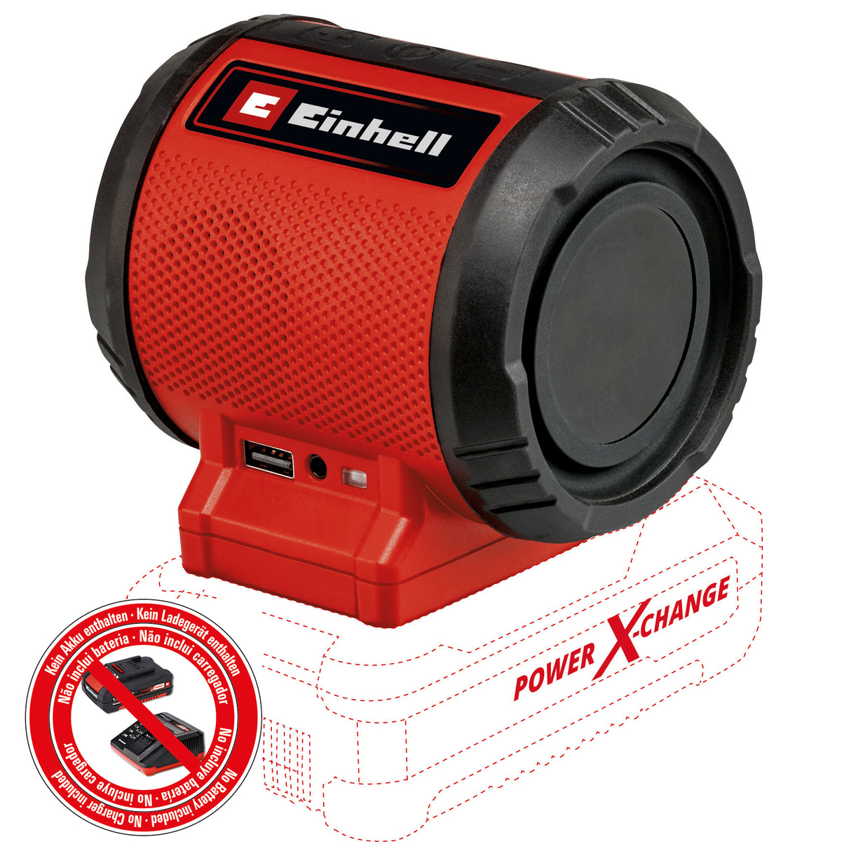Boxa pe acumulator Einhell TC-SR 18 Li BT-Solo Power X-Change (litiu-ion, max. 85 dB, Bluetooth, port AUX/USB, panou de control intuitiv, fara acumulator sau incarcator