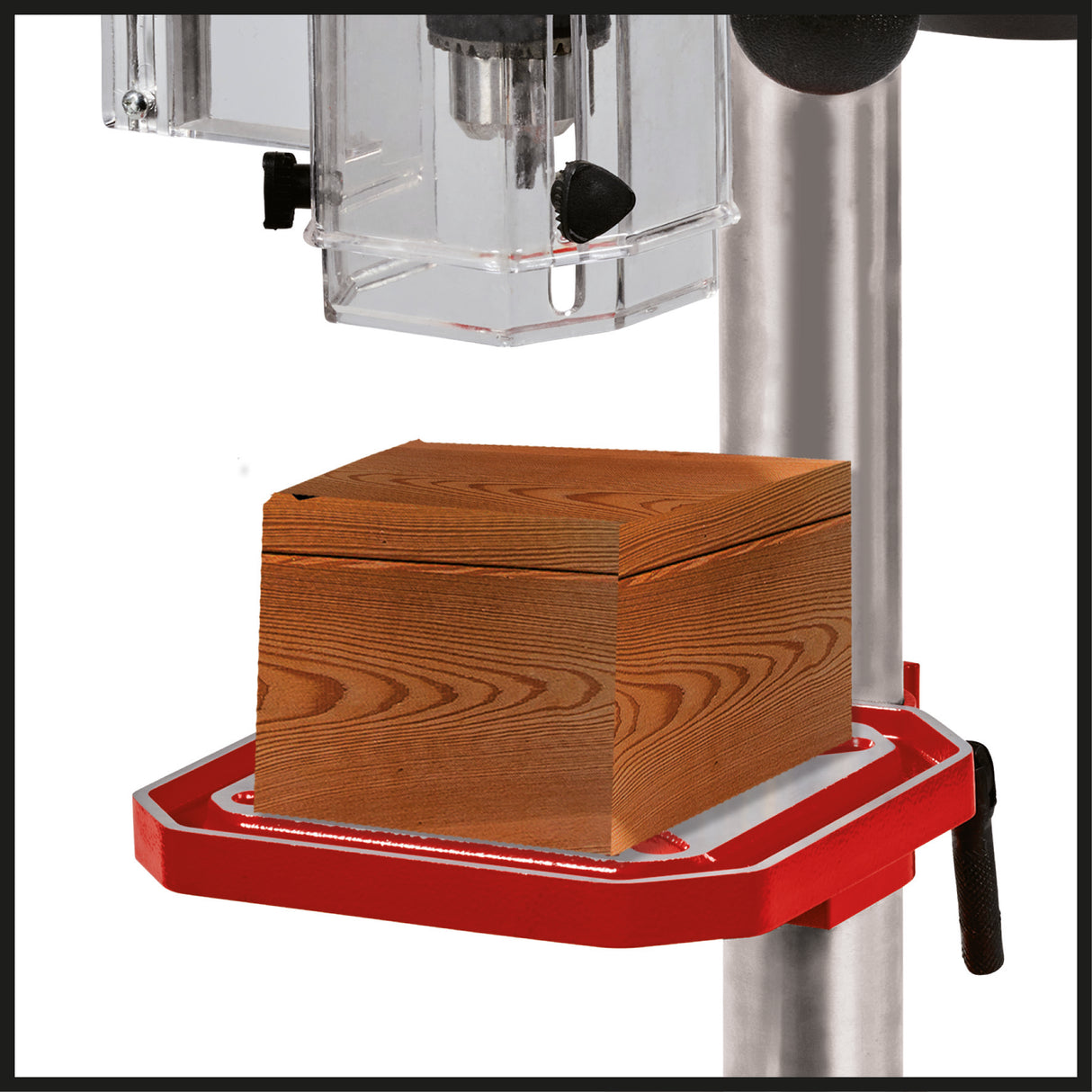 Einhell TC-BD 500 fúrógép, 500 W, akár 2410 fordulat/perc, 9 sebességfokozat, maximális fúrási mélység 50 mm, állítható mélységütköző, dönthető/forgatható és magasságban állítható fúróasztal