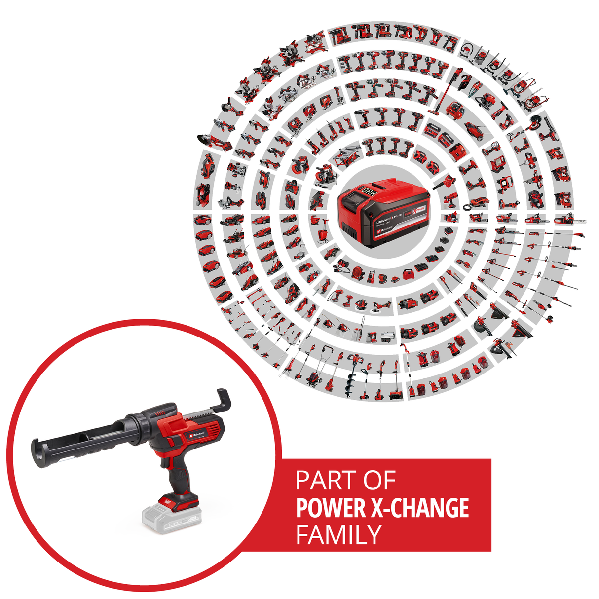 Einhell TE-SG 18/10 Li-Solo Power X-Change akkus szilikon pisztoly (18 V, 310 ml-es tubusokhoz, akár 2000 N, állítható sebesség, akkumulátor nélkül)