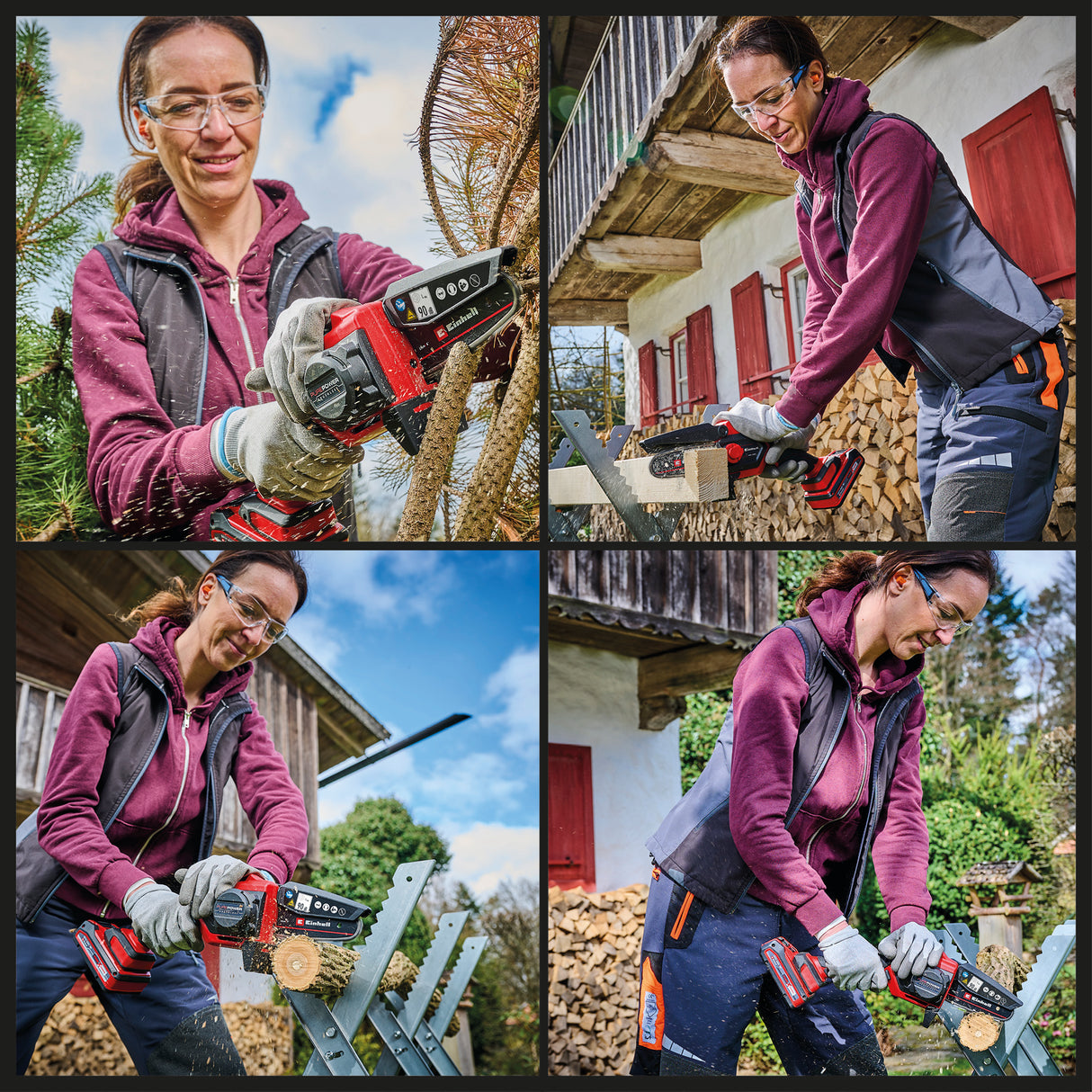 Einhell GE-PS 18/15 Li BL-Solo Power X-Change akkus láncfűrész (18V, szénkefe nélküli motor, vágási hossz 12,5 cm, szerszám nélküli penge- és lánccsere, akkumulátor nélkül).