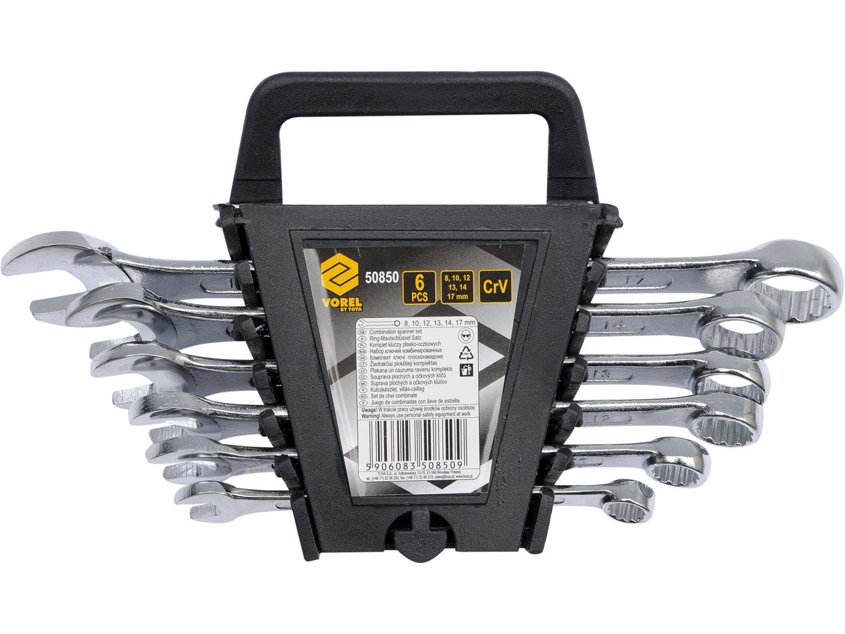 6 db-os VOREL 50850 CR-V kombinált kulcskészlet, 8-17 mm