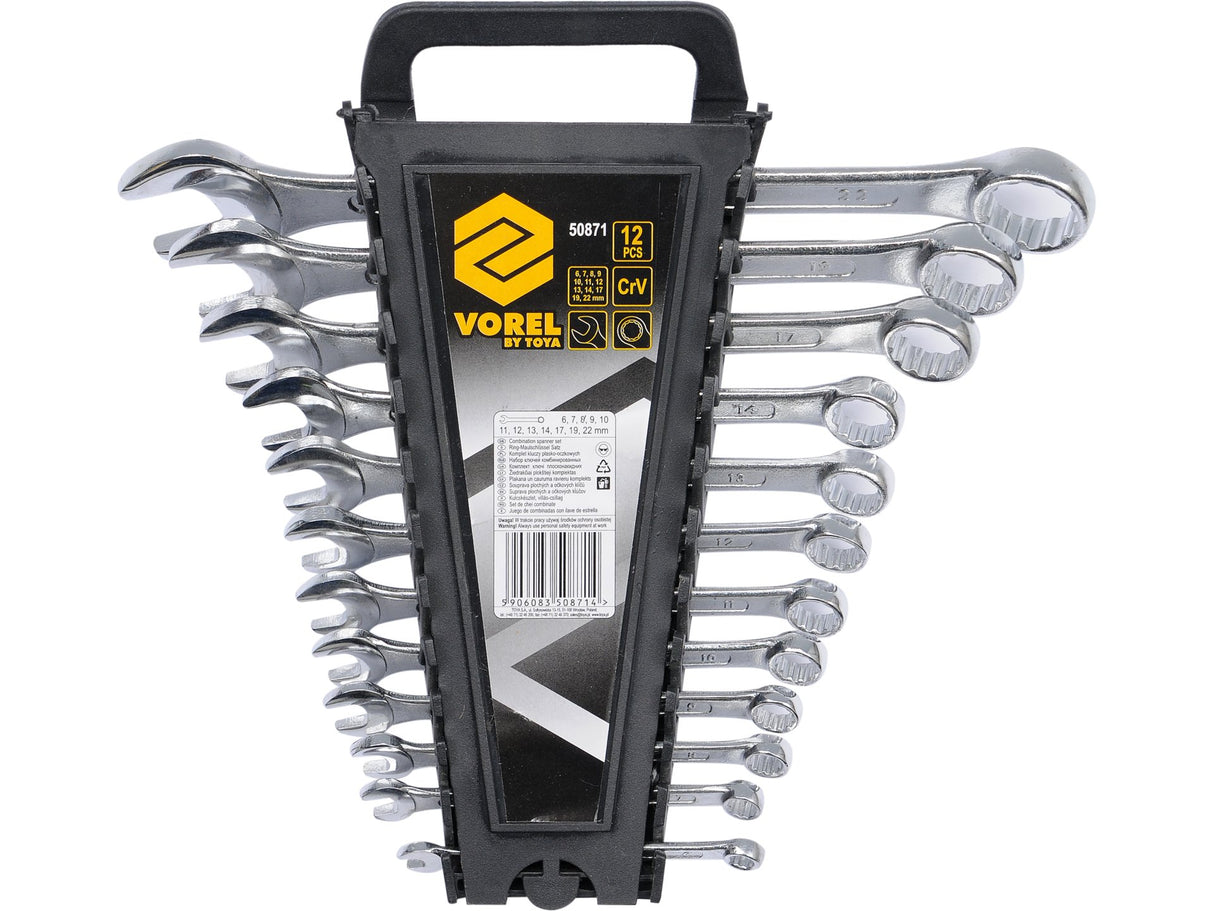 12 darabos VOREL 50871 kombinált villáskulcs készlet 6-22 mm