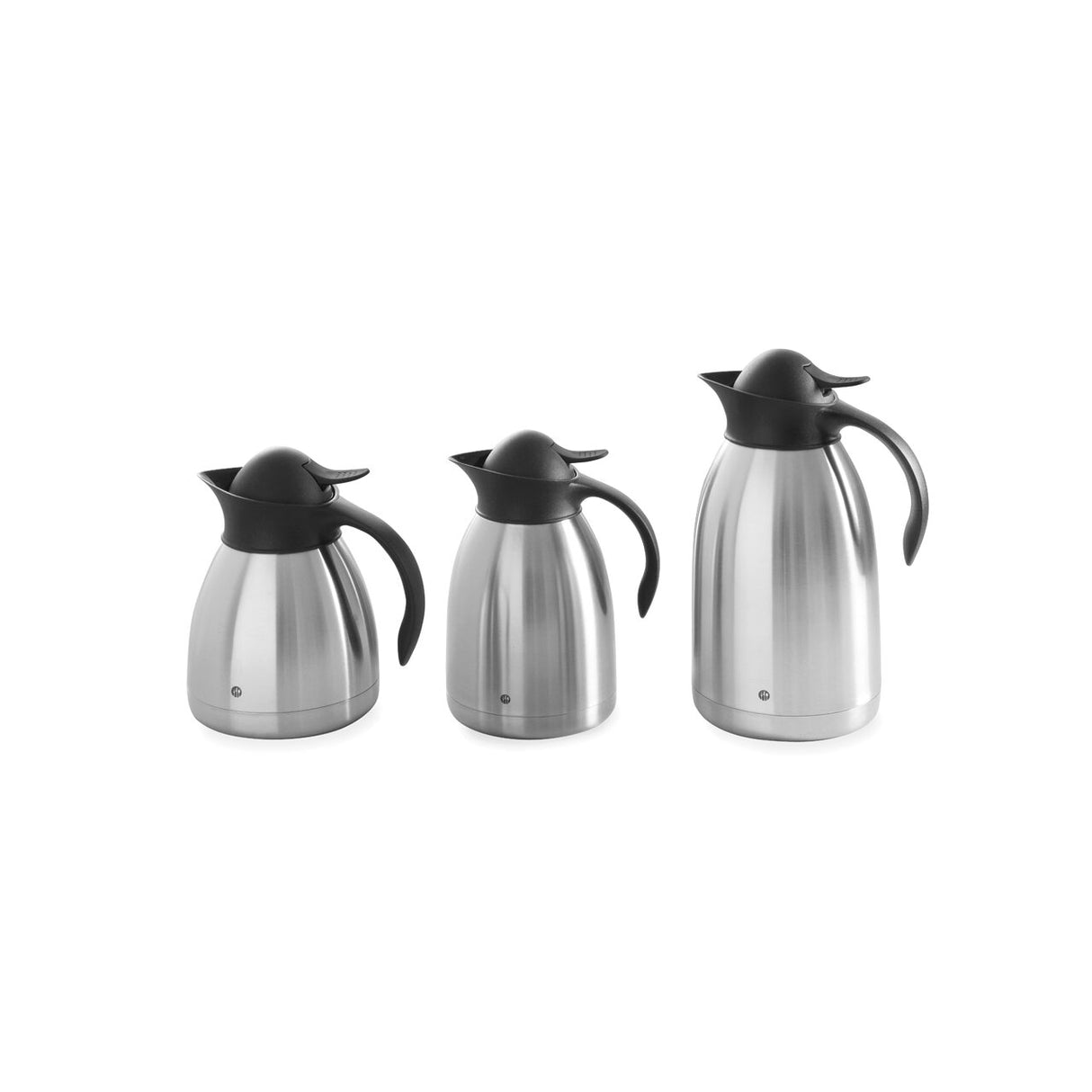 Cana termos 2 lt, pereti dubli inox, Hendi, capac cu sistem de apasare negru, 14.5 x 26 cm