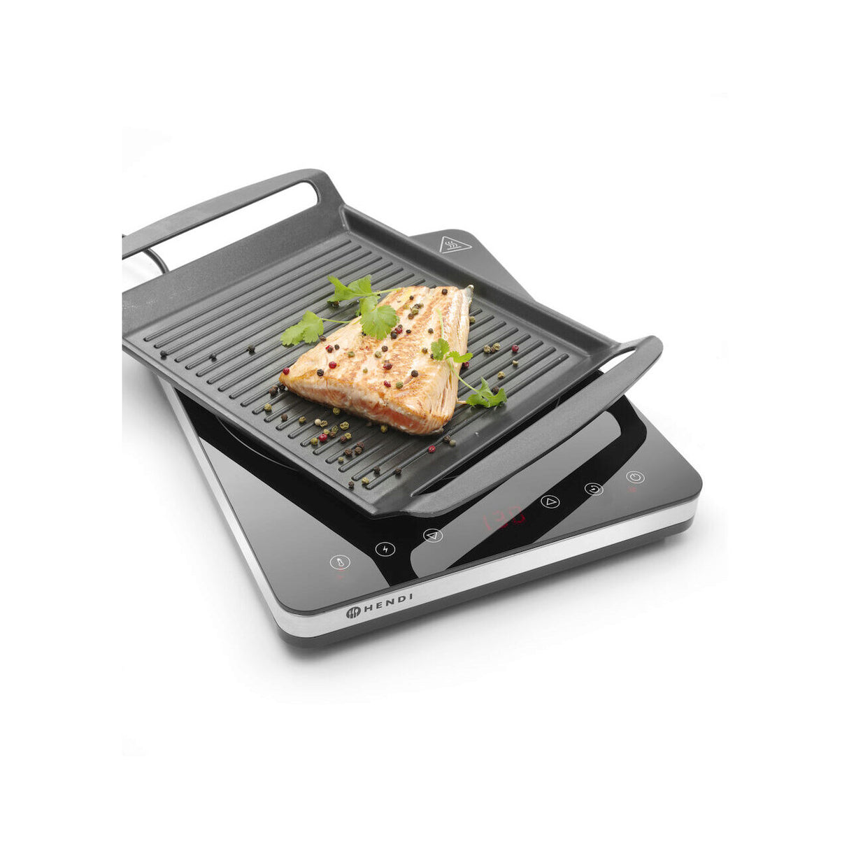Plita cu inductie profesionala, Hendi, model 2000W, control digital, corp inox, 296x370x(H)42mm
