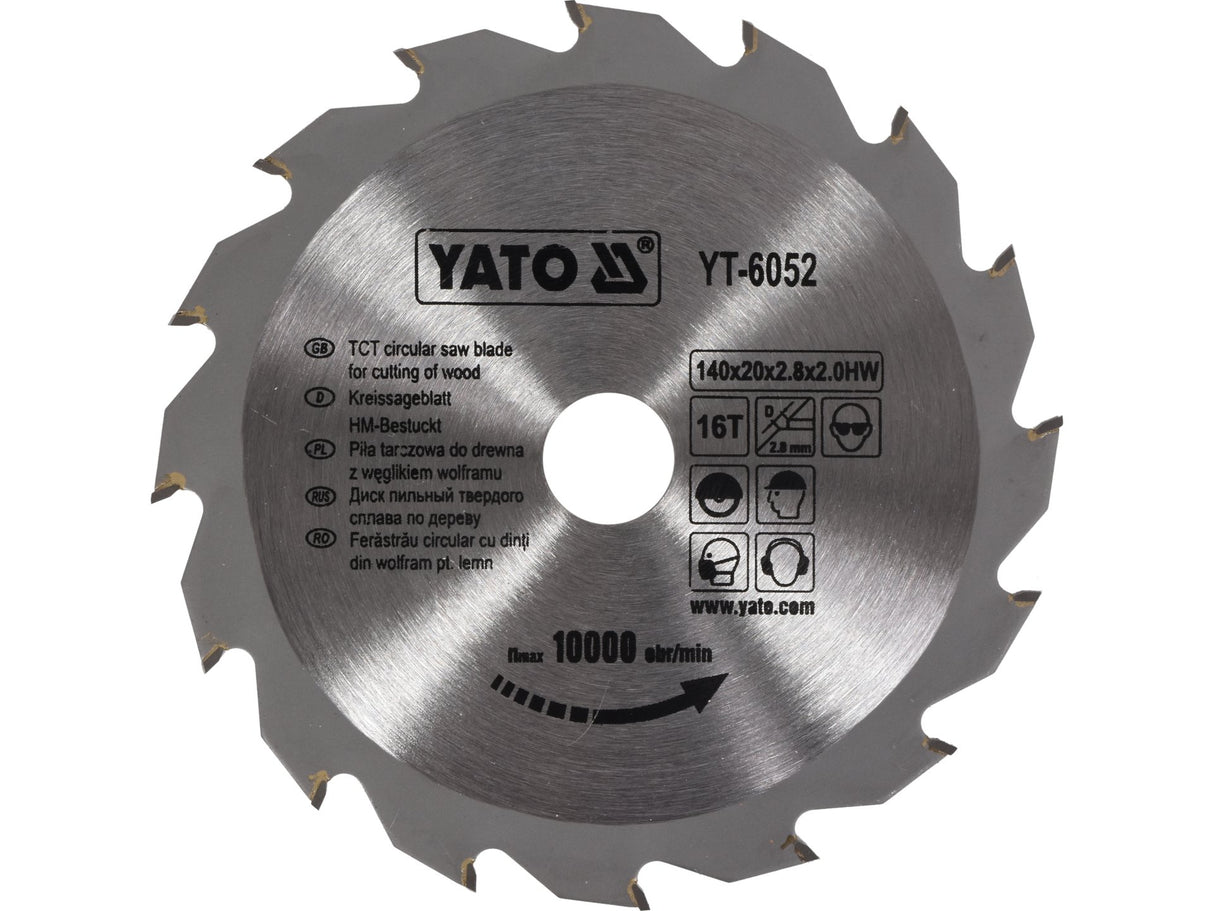 WOLFRAM FŰRÉSZKORONG YATO YT-6052 FÁHOZ 140X16TX20MM
