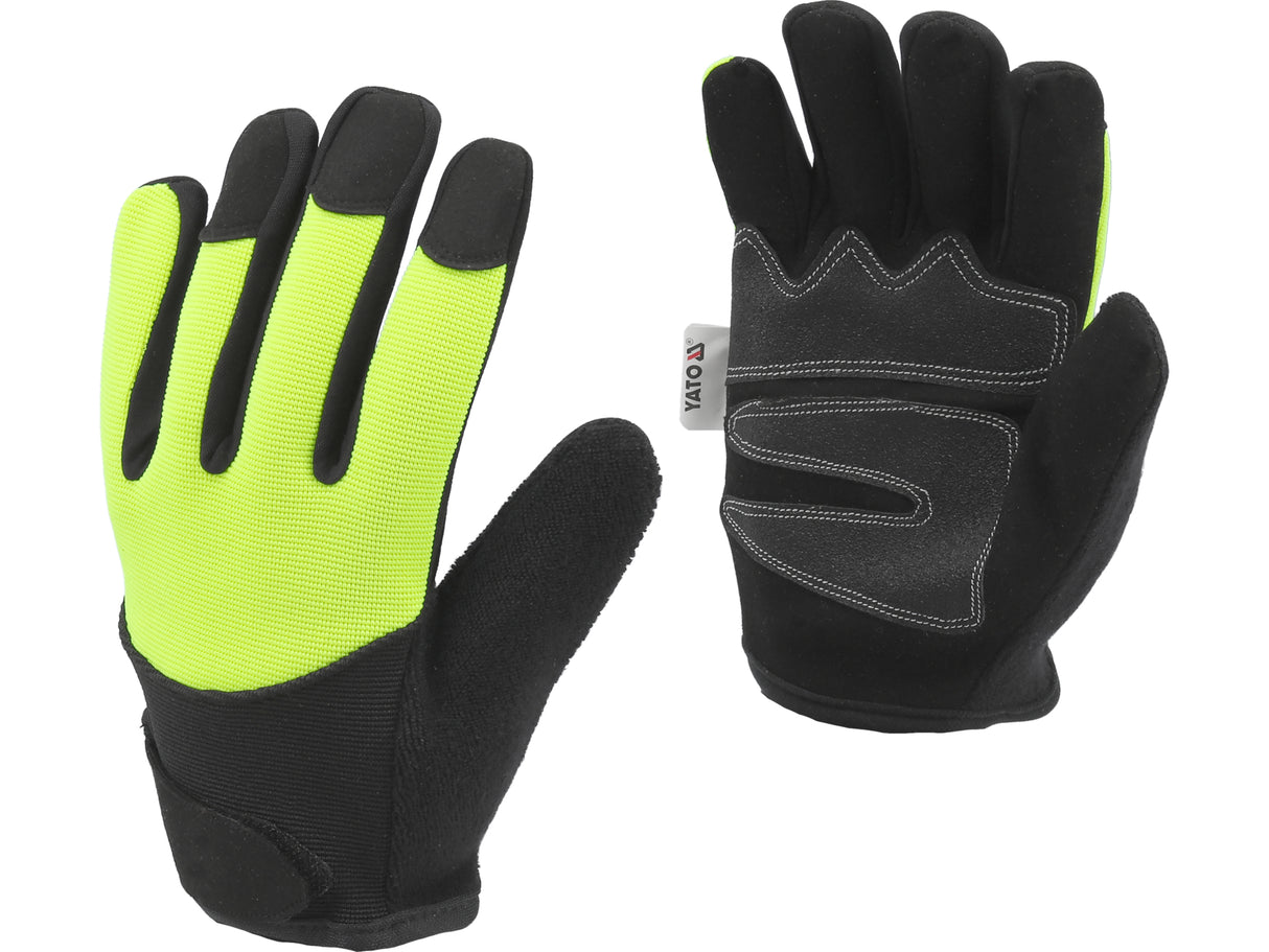 YATO YT-74654 SZINTETIKUS BŐR MUNKAKESSZTYŰ, SÁRGA/FEKETE, 8-AS MÉRET