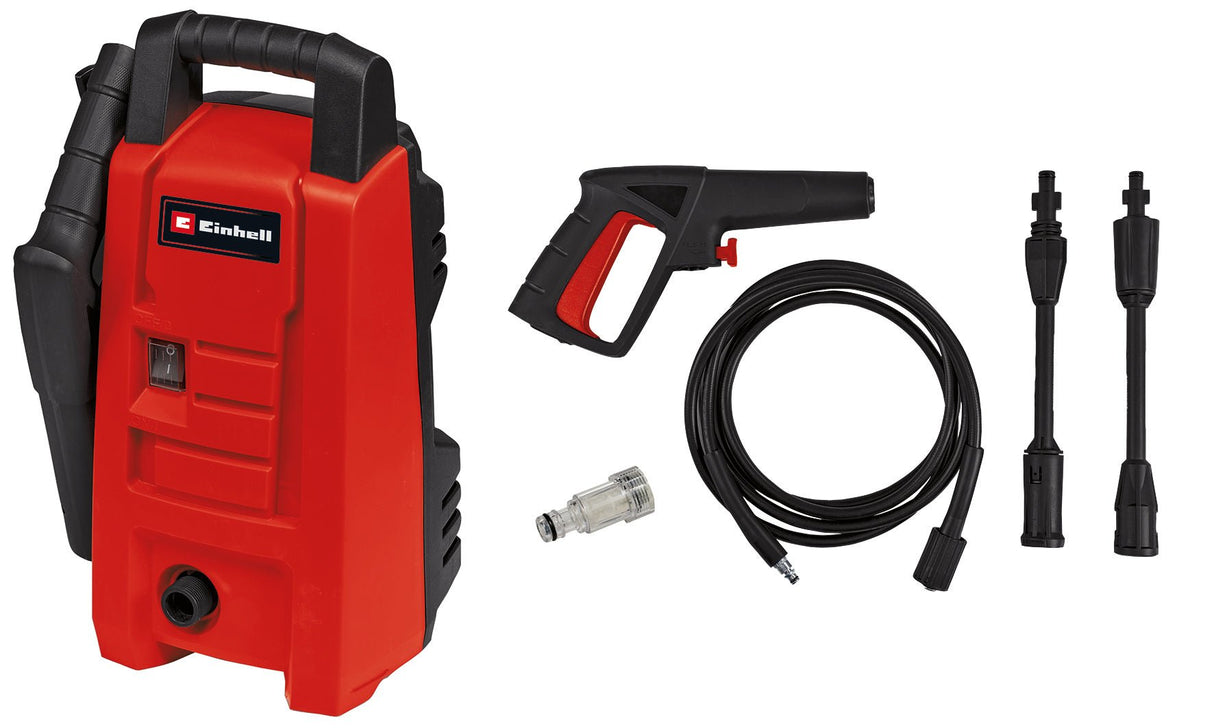 Aparat de curatat/spalat cu inalta presiune Einhell TC - HP 90 (1.200 wati, max. 90 bar, debit max. 372 l/h, maner de transport, racord de apa + filtru integrat, incl. pistol, furtun, lance + duza Einhell - scule electrice si unelte profesionale - BricoMart