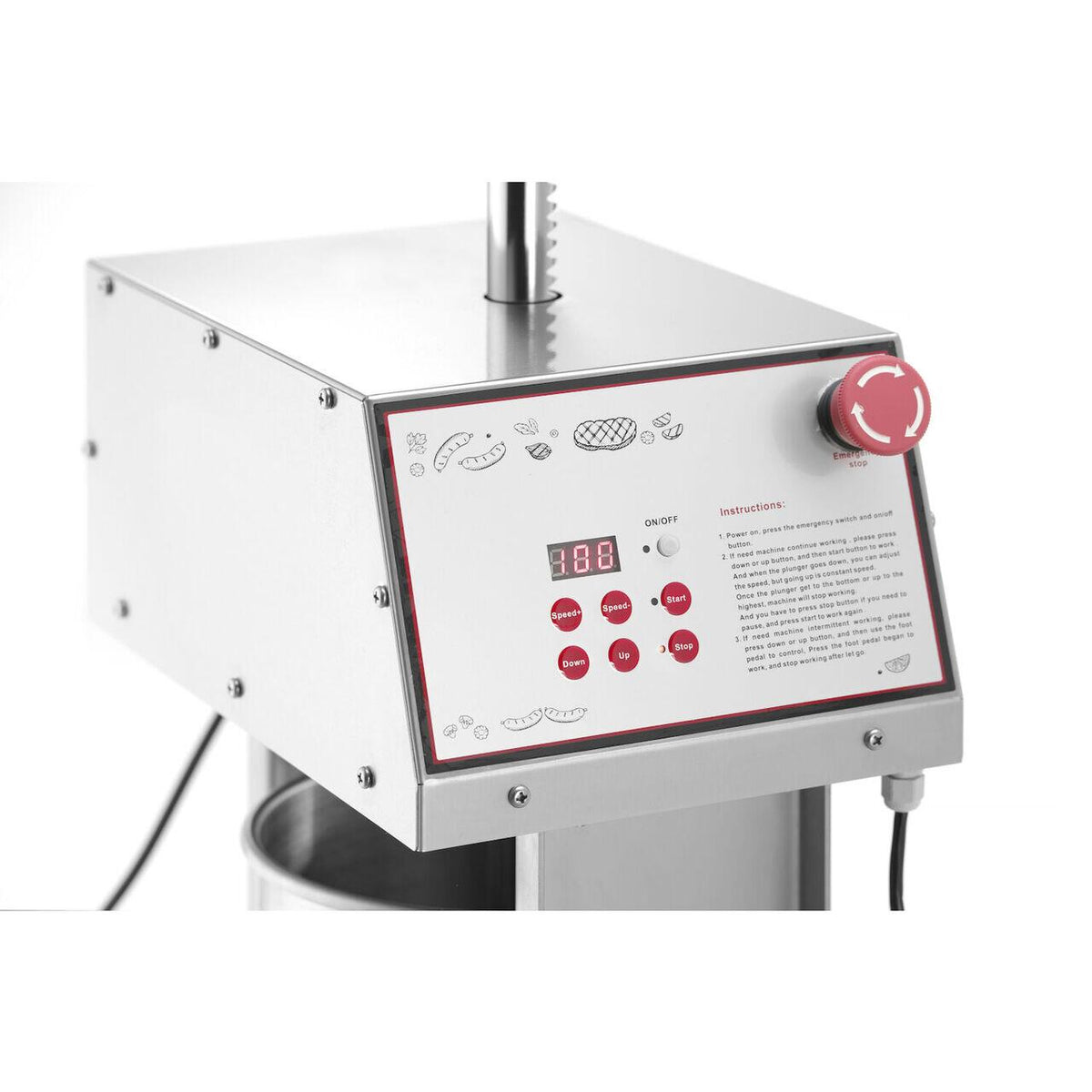 Aparat electric de umplut carnati Hendi, 15 l, otel inoxidabil, 230V/60W, 450x350x(H)750 mm