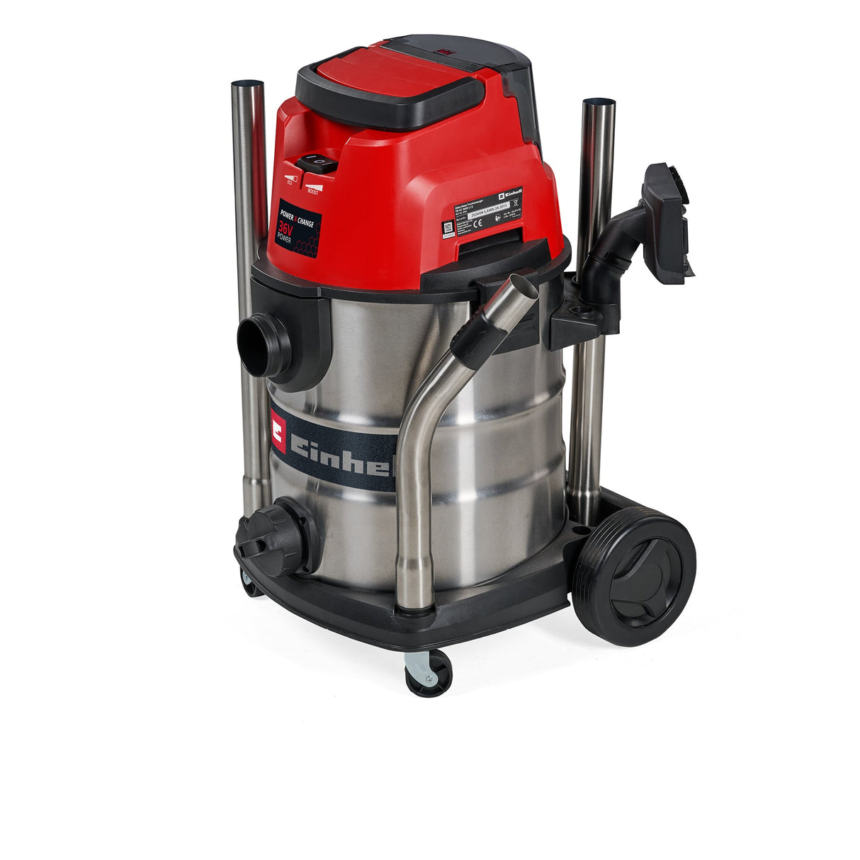 Aspirator umed/uscat pe acumulator Einhell TE - VC 36/25 Li S - Solo Power X - Change (36 V, recipient din otel inoxidabil de 25 L, capacitate de aspirare de 150 mbar, incl. selectie de filtre si duze, fara acumulator Einhell - scule electrice si unelte profesionale - BricoMart