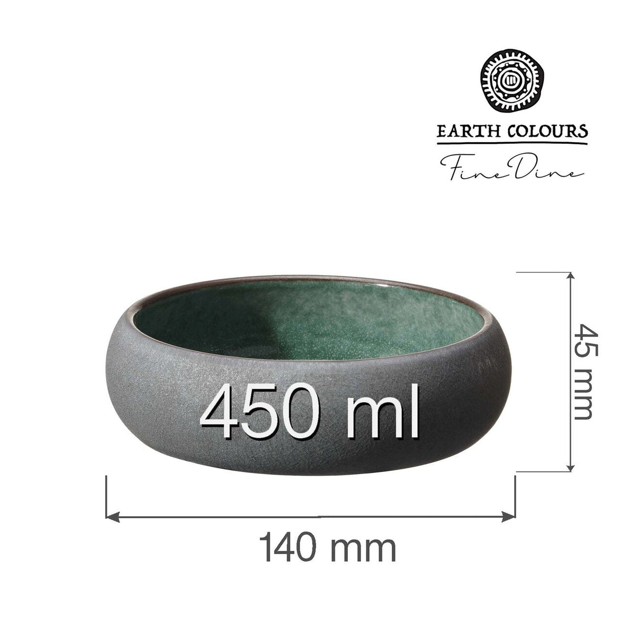 Bol Goro Brown Green 140 mm, 450 ml, Fine Dine