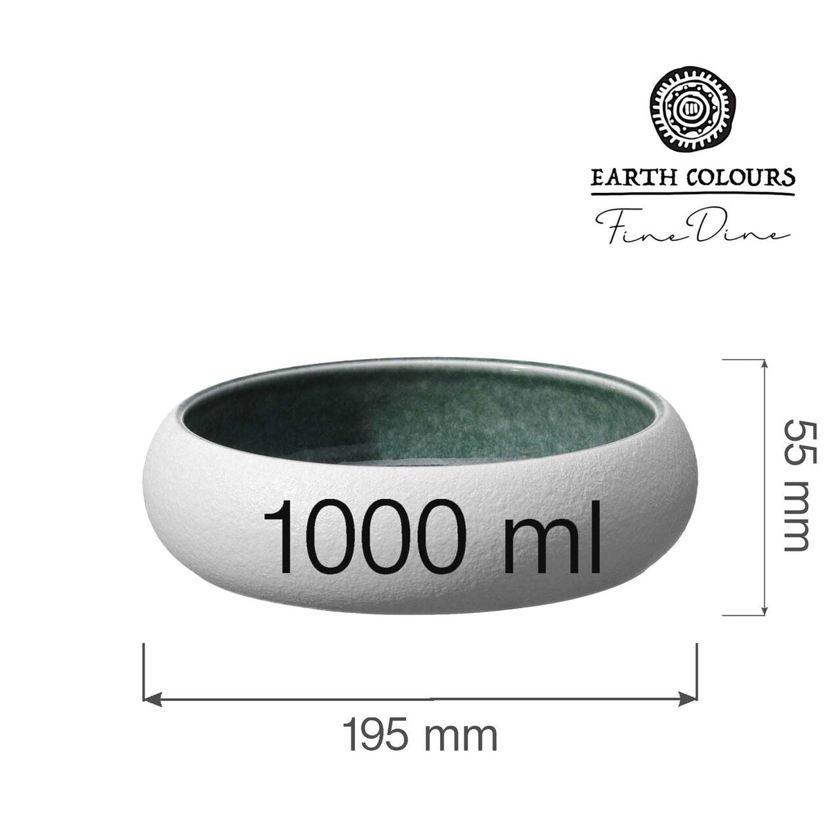 Bol Goro White Green 195 mm, 1000 ml Fine DIne