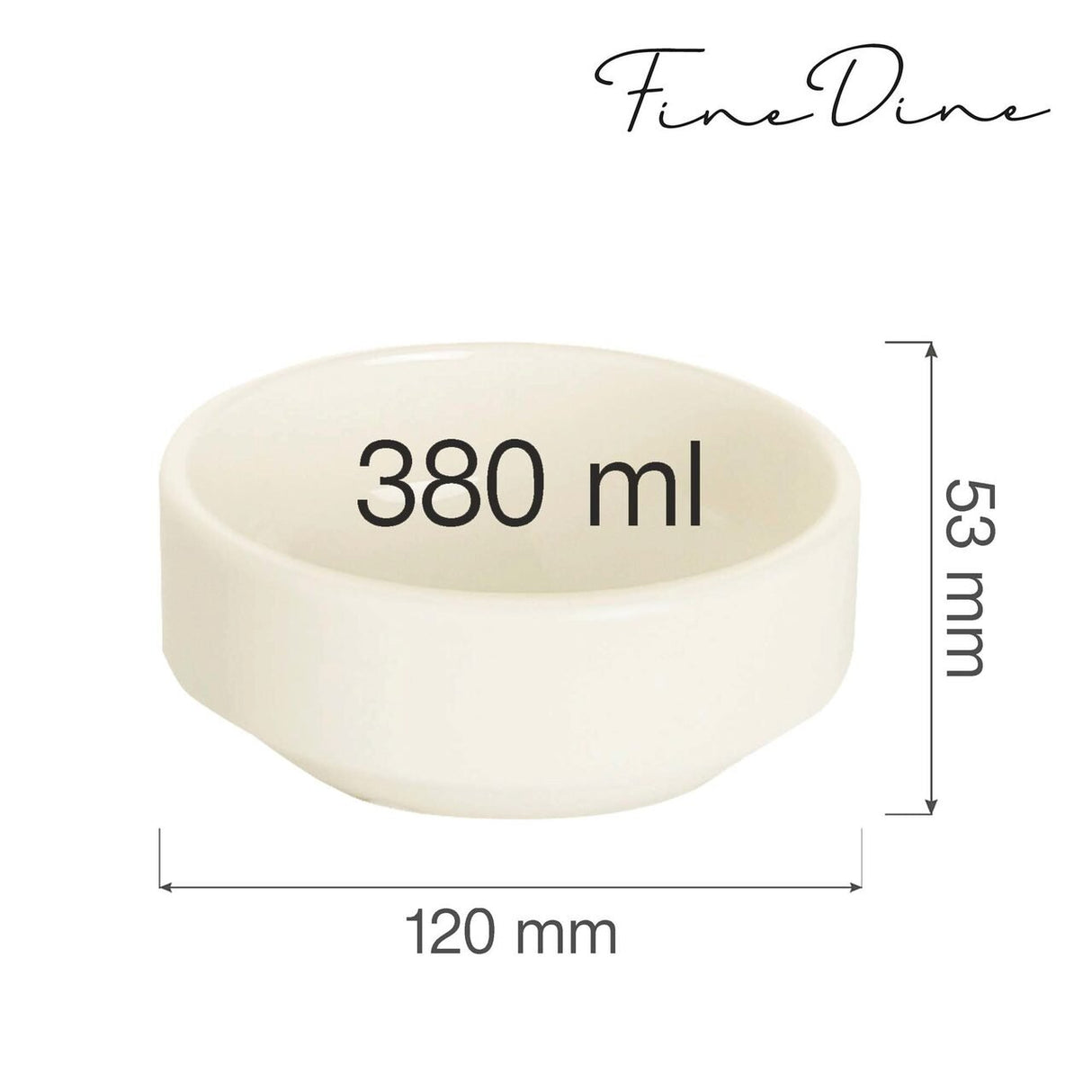 Bol stivuibil Fine Dine, Crema 380 ml, 120 mm
