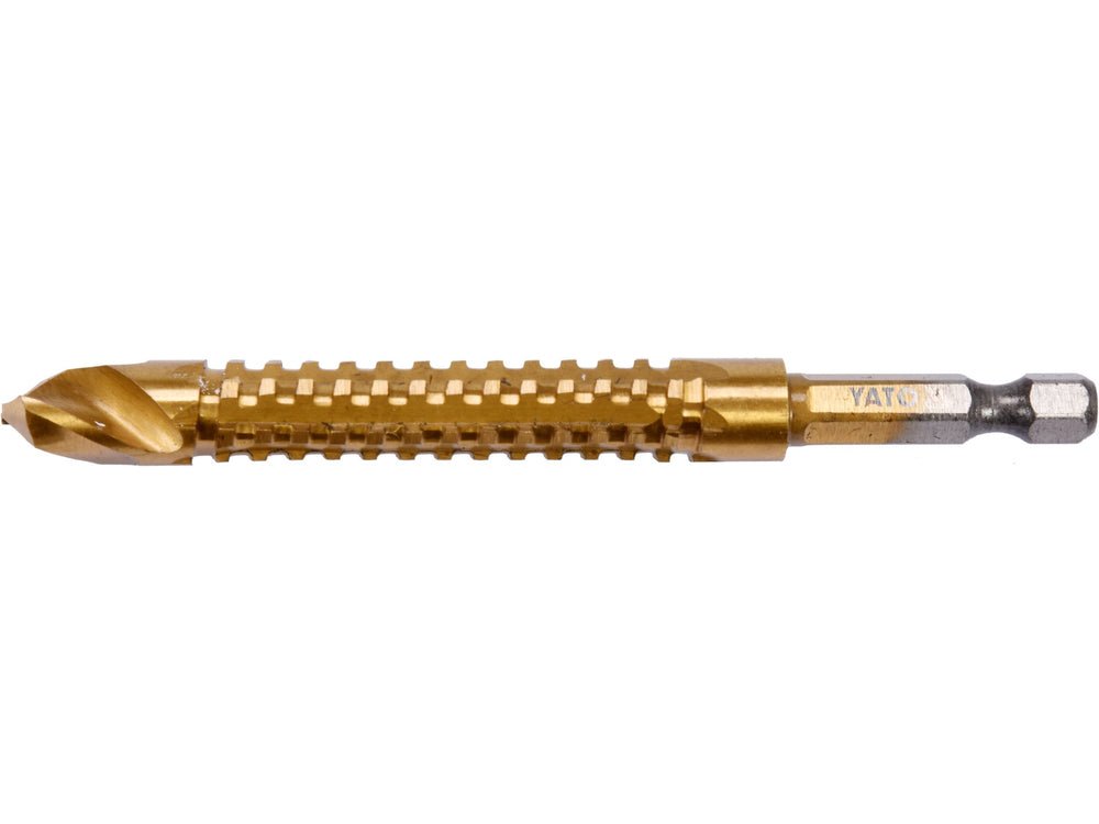BURGHIU FREZA PRINDERE HEXAGONALA 10,0MM HSS - TIN Yato YT - 44828 - Burghie fierastrau, 10 mm, 6,3 mm, rezistent Yato - scule electrice si unelte profesionale - BricoMart
