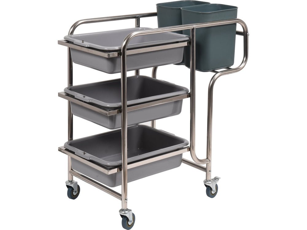 CARUCIOR DEBARASARE, 3 RAFTURI, 5 CONTAINERE Yato YG - 09101 - Carucior pentru ospatari, 240 mm, 100 kg, 540x380x135mm Yato - scule electrice si unelte profesionale - BricoMart