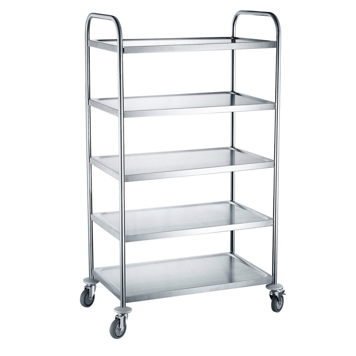 Carucior servire cu 5 rafturi, realizat din otel inoxidabil, sarcina maxima pe raft 30 kg,905x585x(H)1545