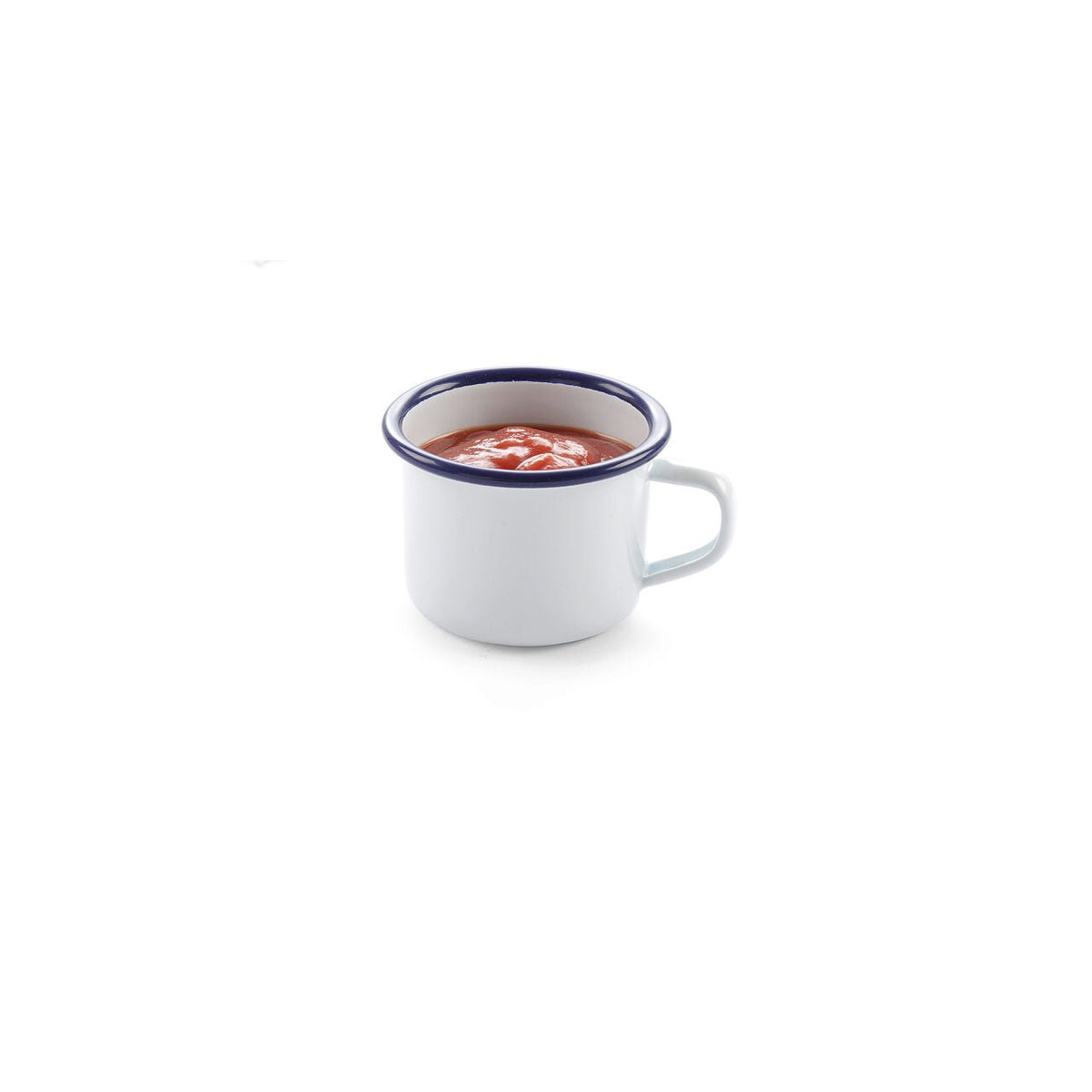 Ceasca emailata 120 ml, 70x(H)50 mm, model traditional alb / albastru, Hendi