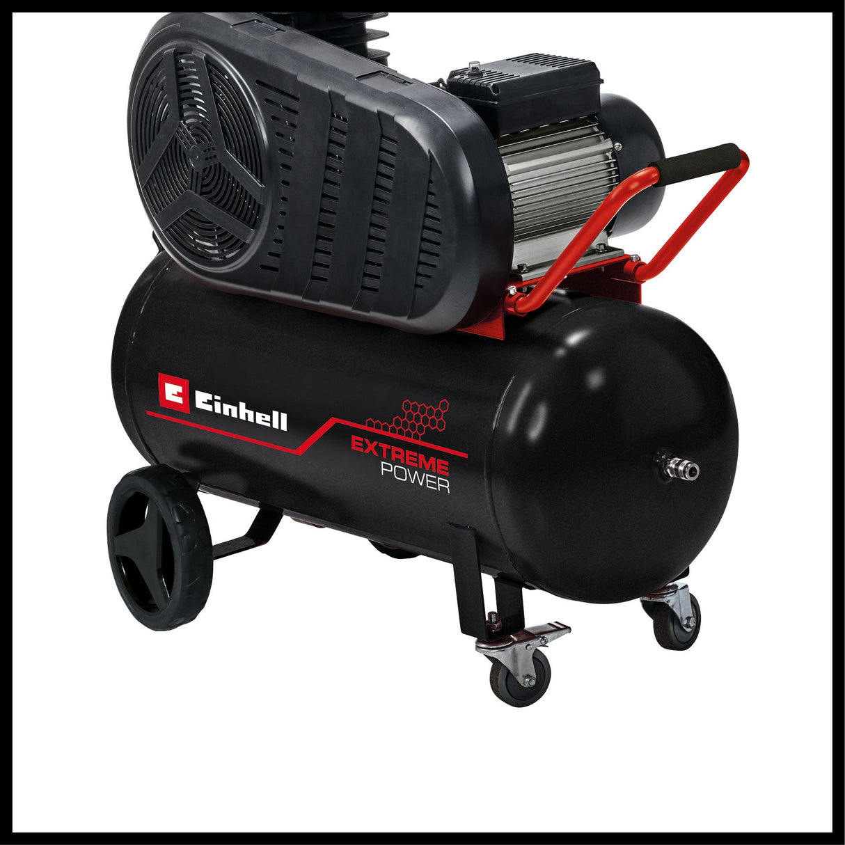 Compresor Einhell TE - AC 430/90/10, 3.000 W, transmisie prin curea trapezoidala, pana la 10 bar, rezervor de 90 l, pompa lubrifiata cu ulei, mobilitate datorita rotilor mari, putere mare de iesire Einhell - scule electrice si unelte profesionale - BricoMart