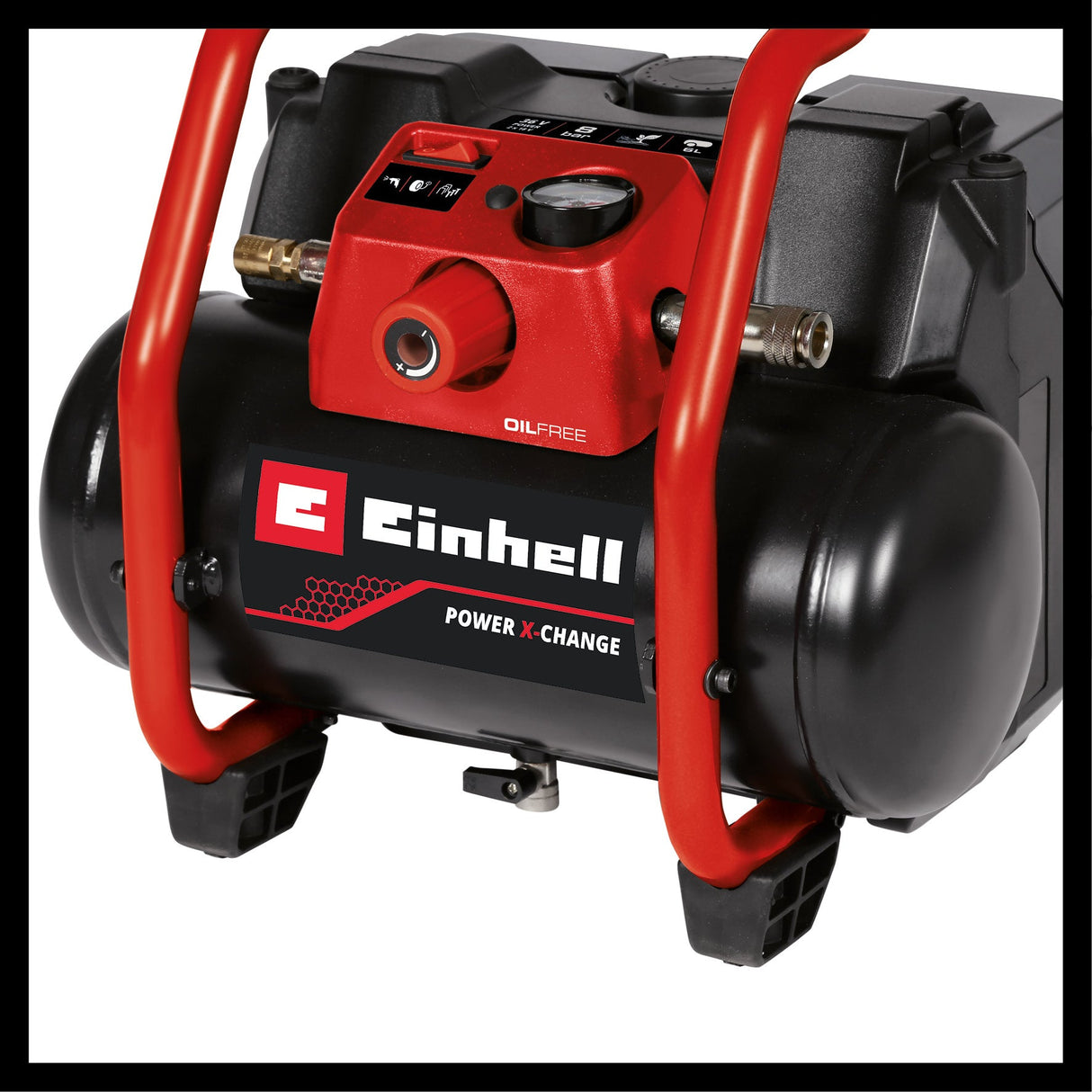 Compresor pe acumulator Einhell TE - AC 36/150 Li OF - Solo Power X - Change (36 V, max. 8 bar, rezervor de 6 L, capacitate de admisie 150 L/min, manometru, fara ulei, fara acumulator Einhell - scule electrice si unelte profesionale - BricoMart